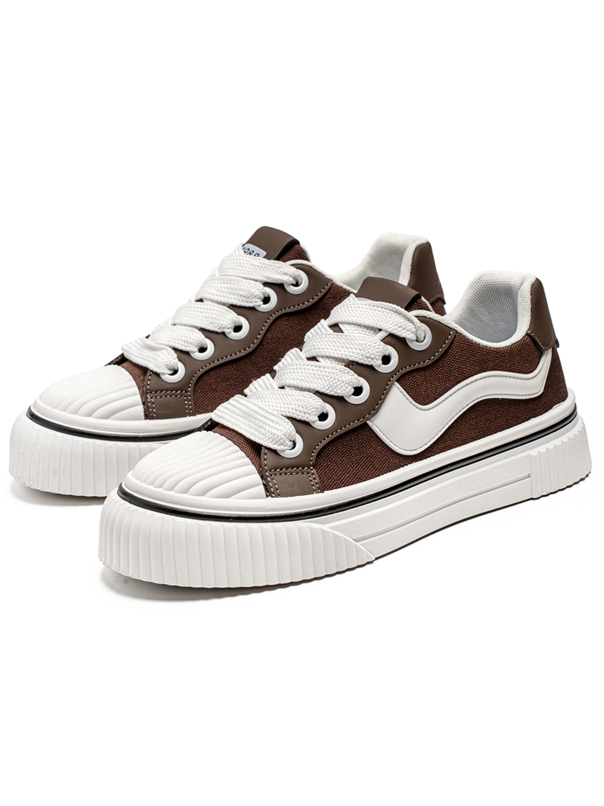 Coffee Brown Lace Up Platform Sneakers