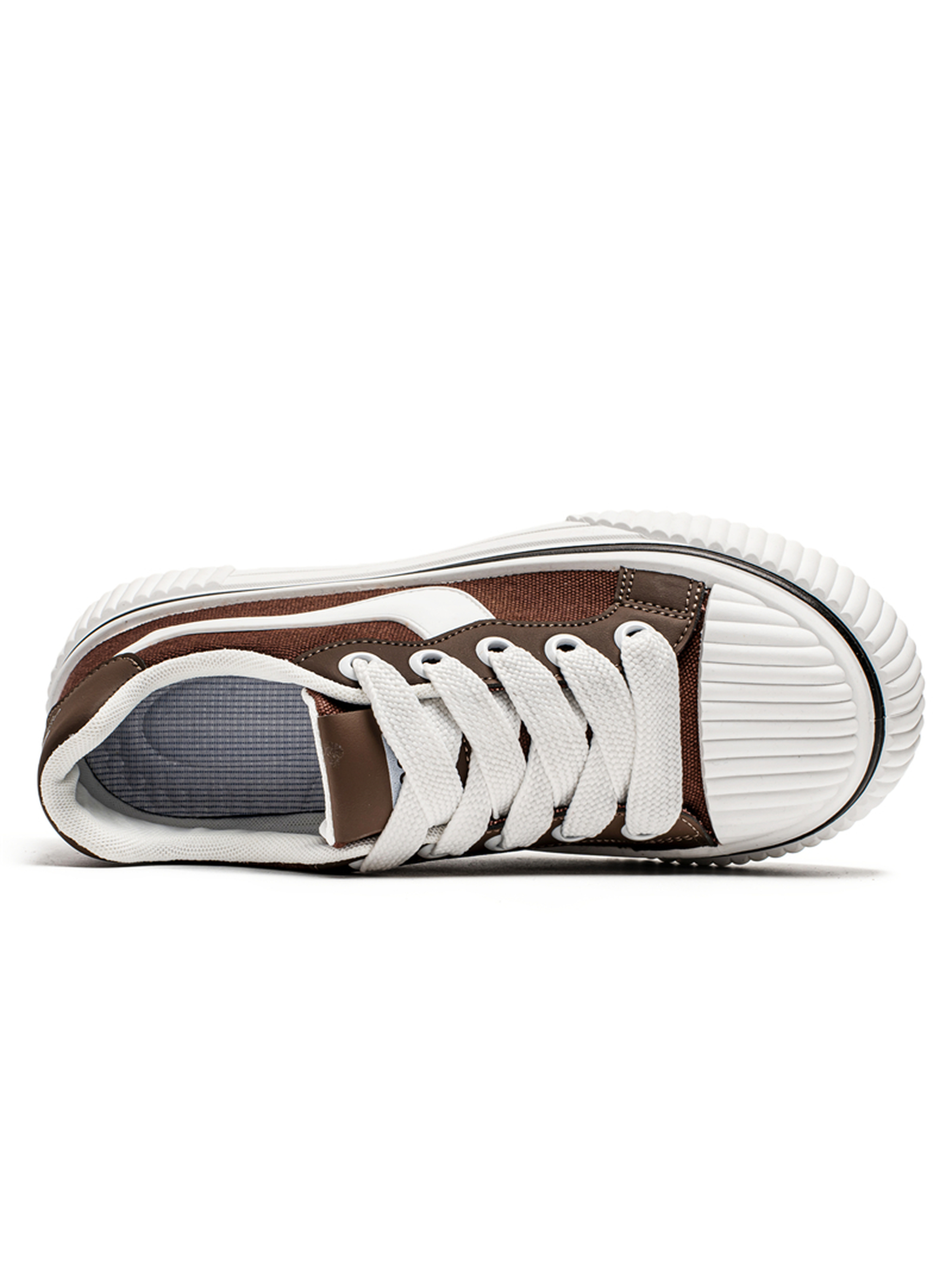 Coffee Brown Lace Up Platform Sneakers