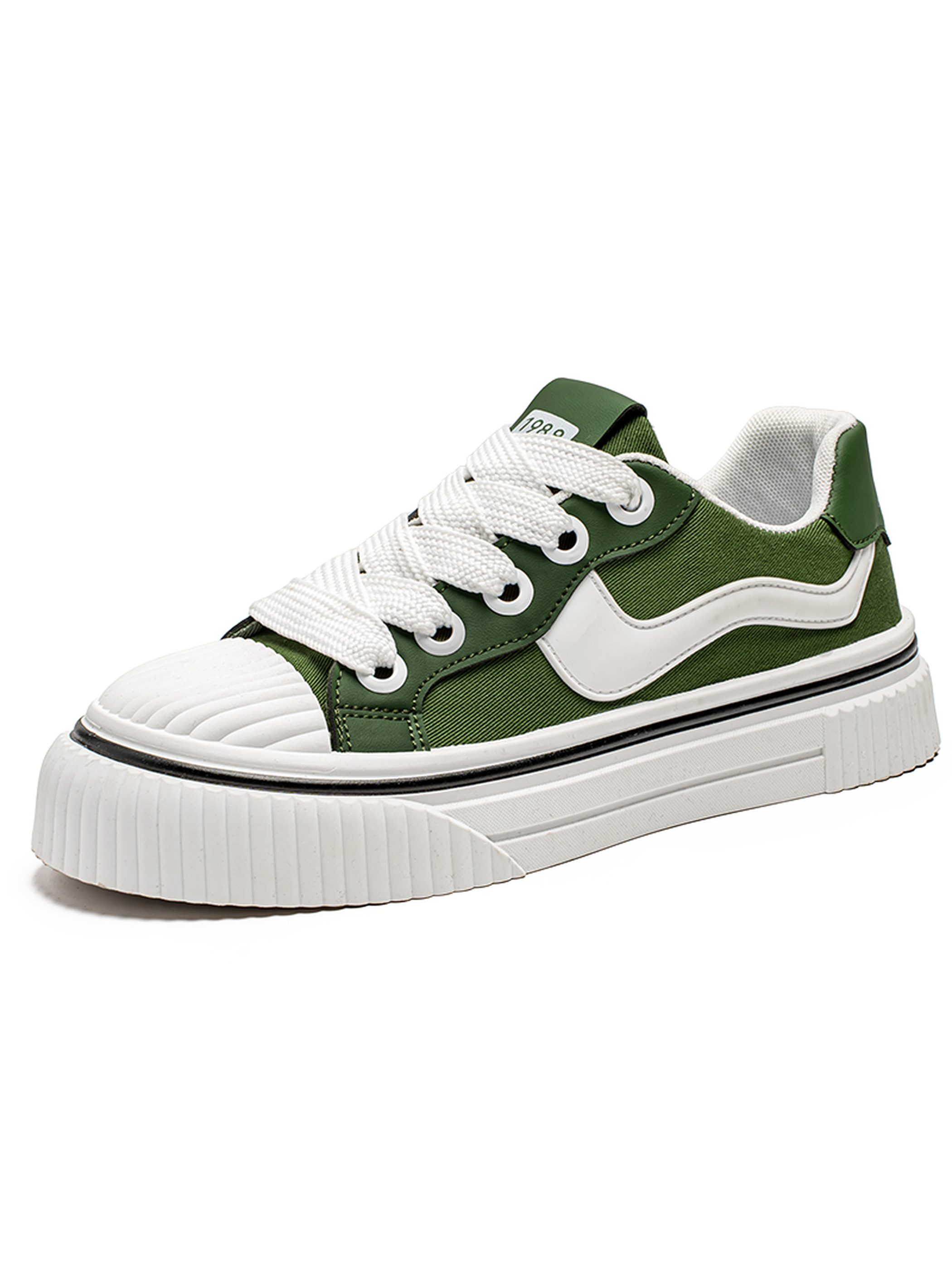 Mens Green Lace Up Platform Sneakers