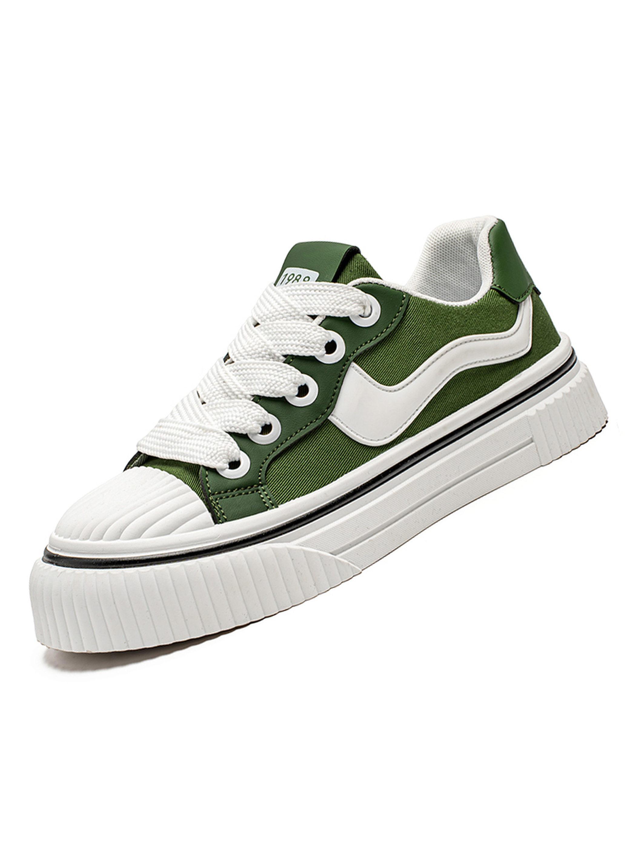 Mens Green Lace Up Platform Sneakers
