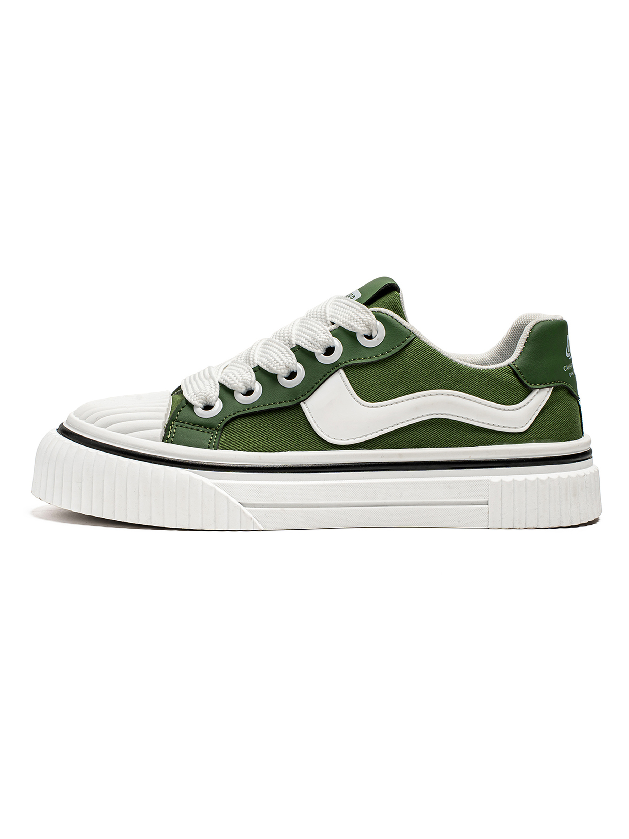 Mens Green Lace Up Platform Sneakers