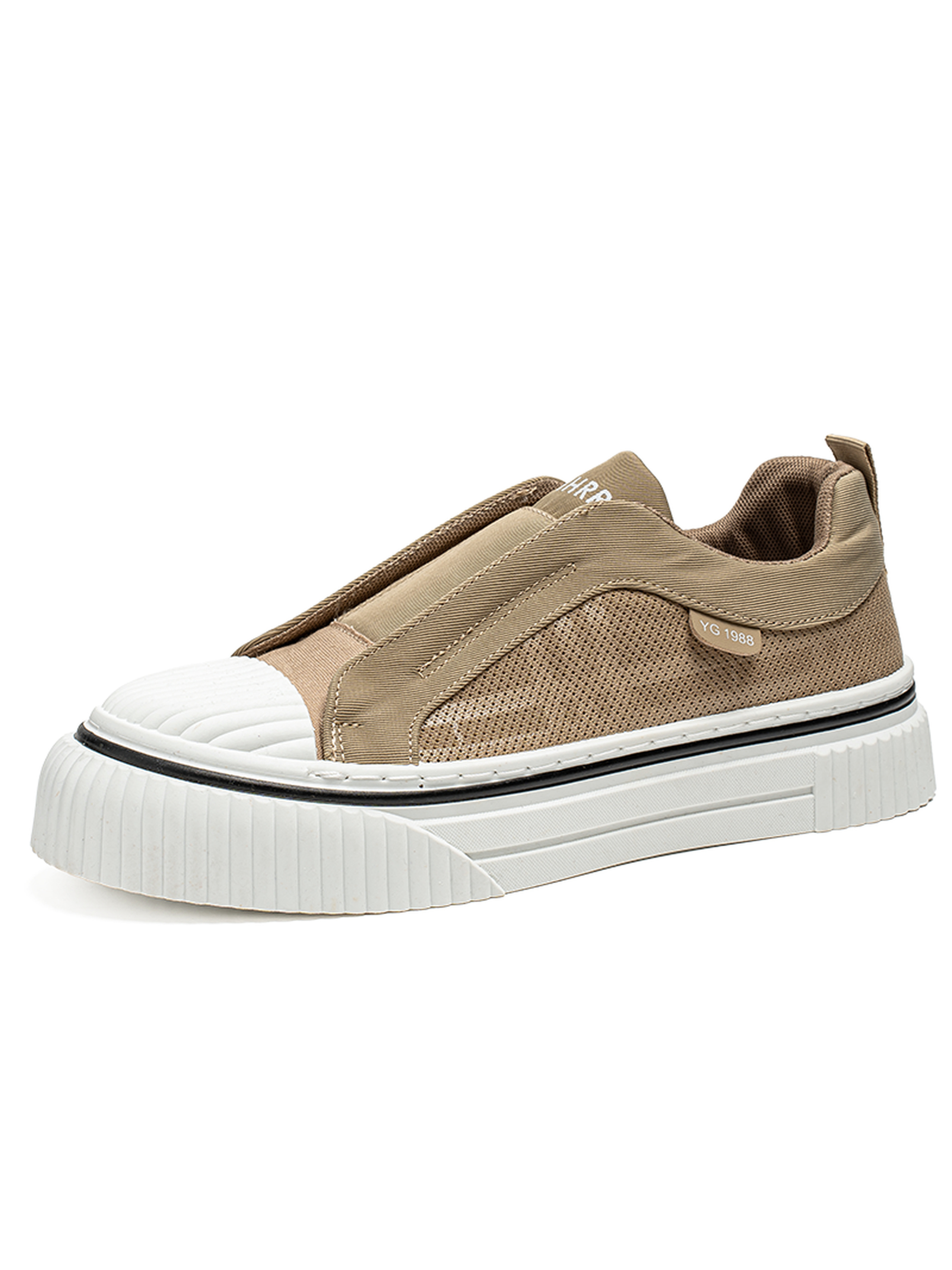 Khaki Men Slip-On Casual Sneakers