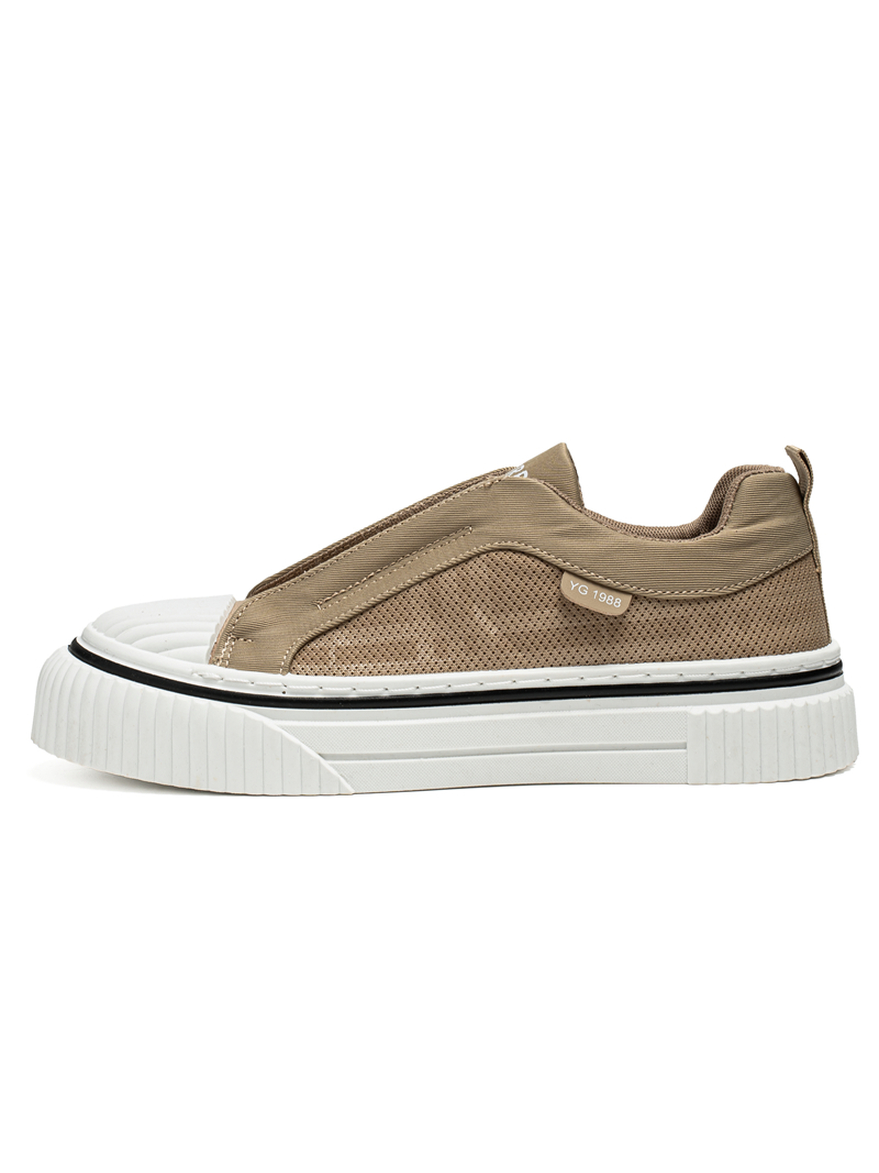 Khaki Men Slip-On Casual Sneakers