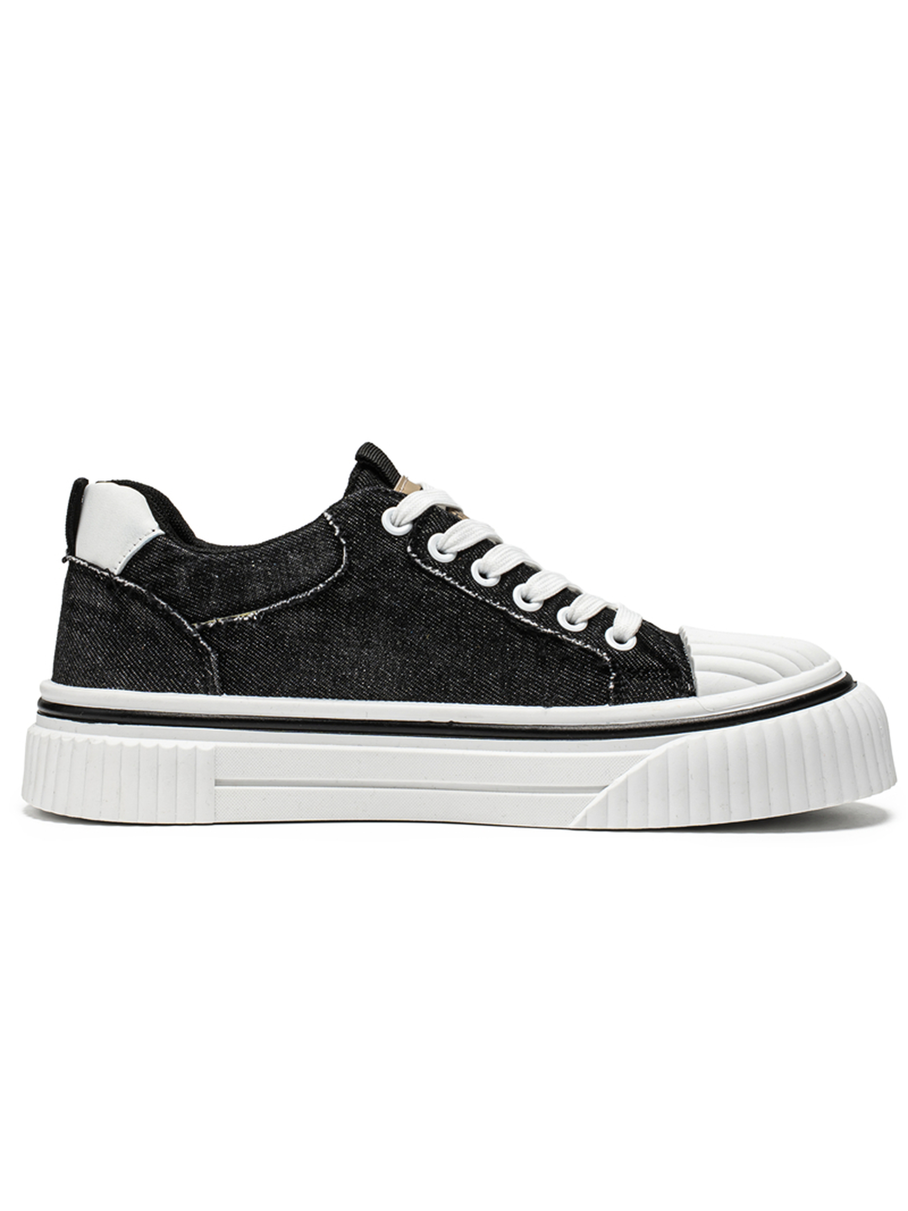 Frayed Denim-Look Platform Sneakers