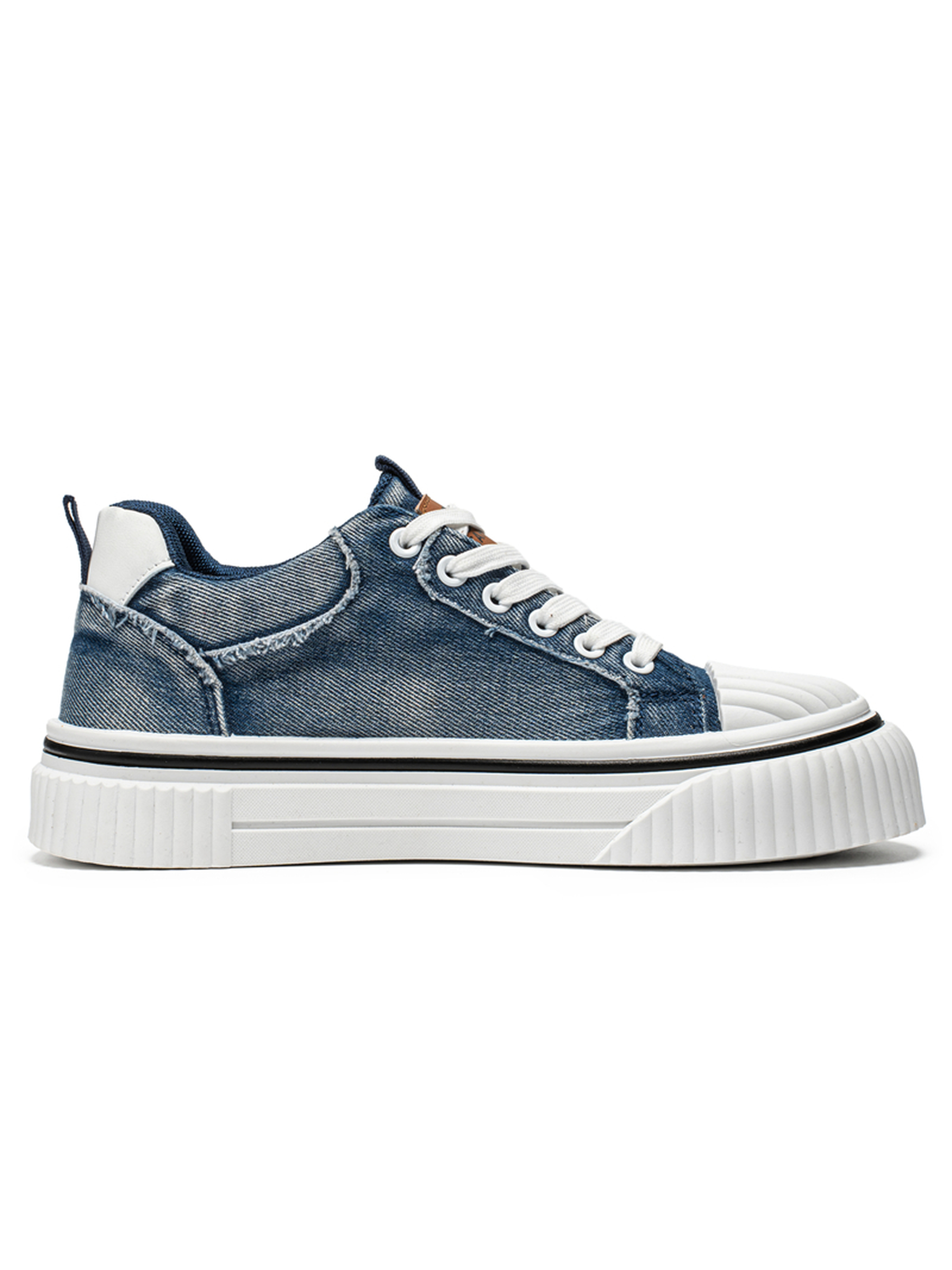 Distressed Denim Platform Sneakers