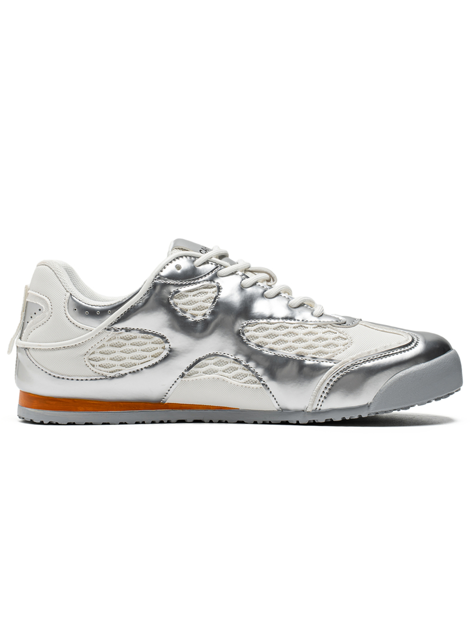 Mens Silver Metallic Mesh Casual Sneakers