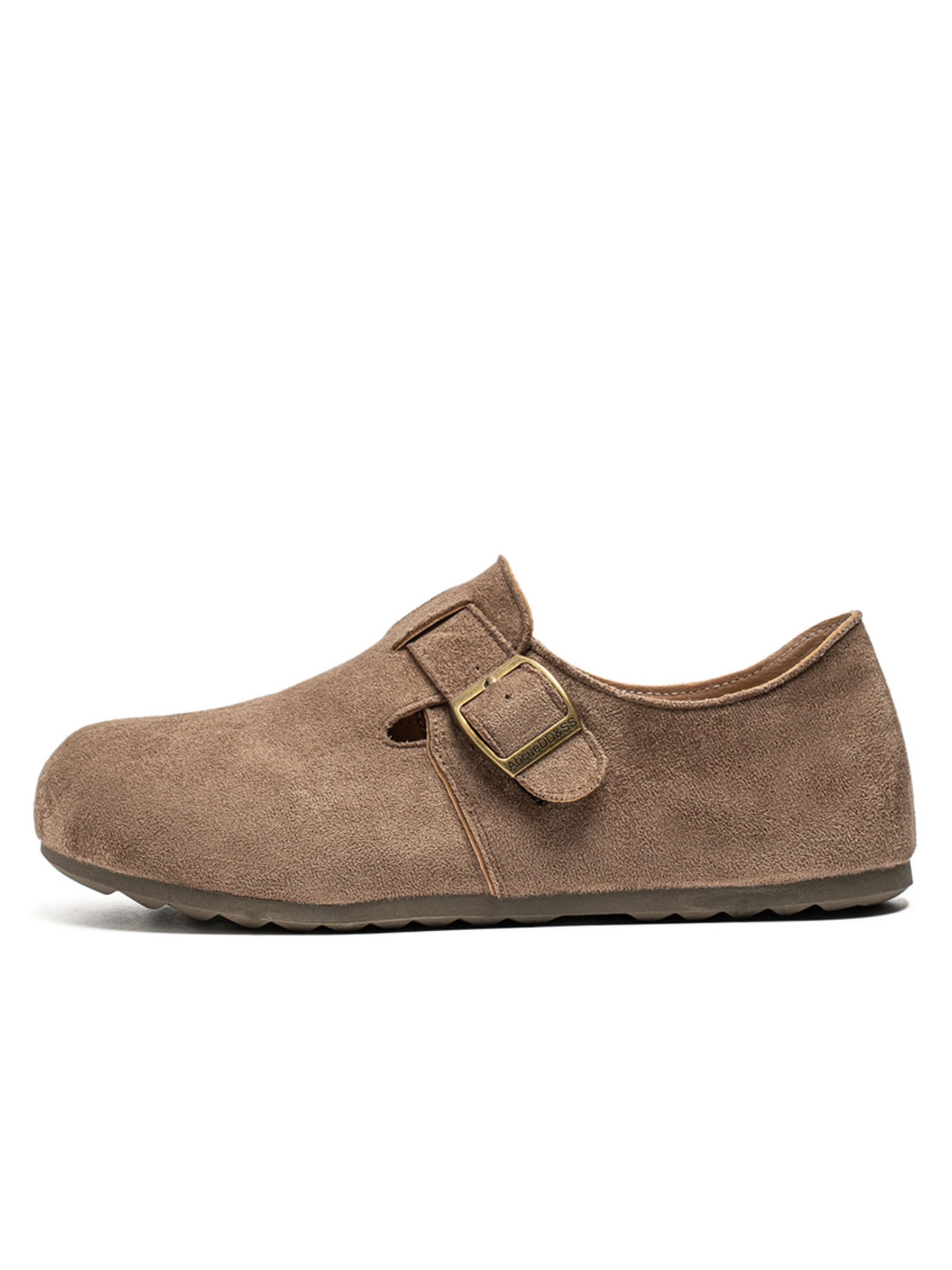 Khaki Suede Buckle Casual Shoes