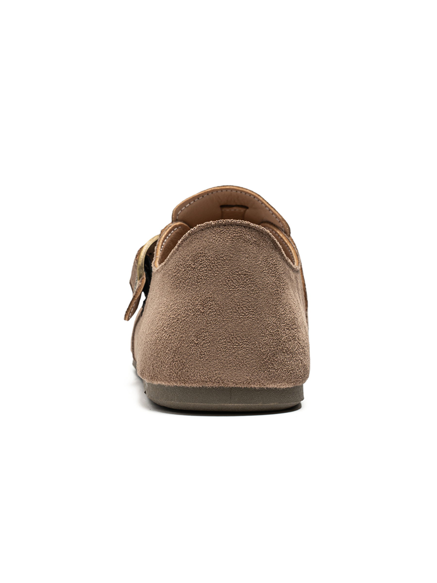 Khaki Suede Buckle Casual Shoes
