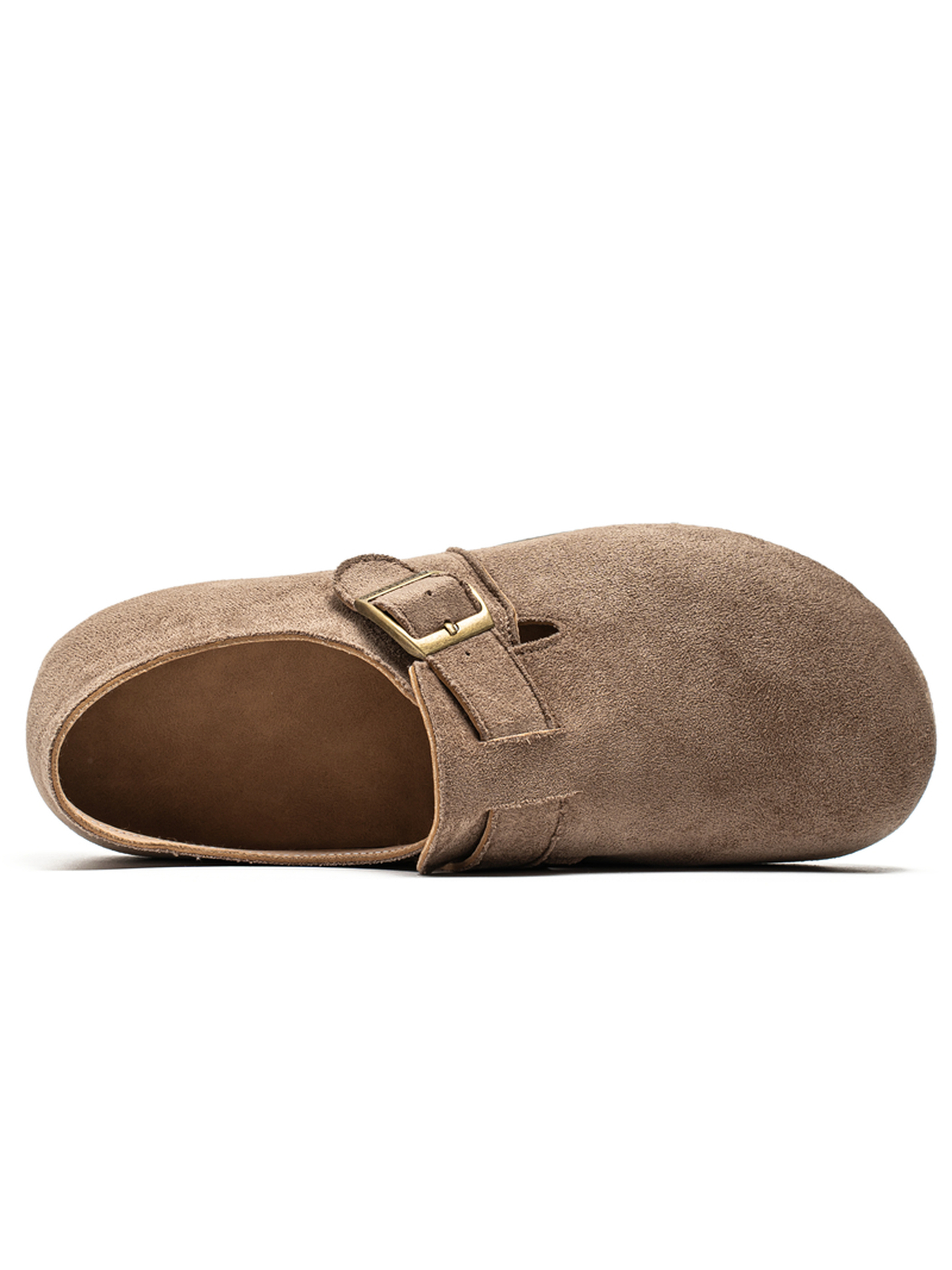 Khaki Suede Buckle Casual Shoes