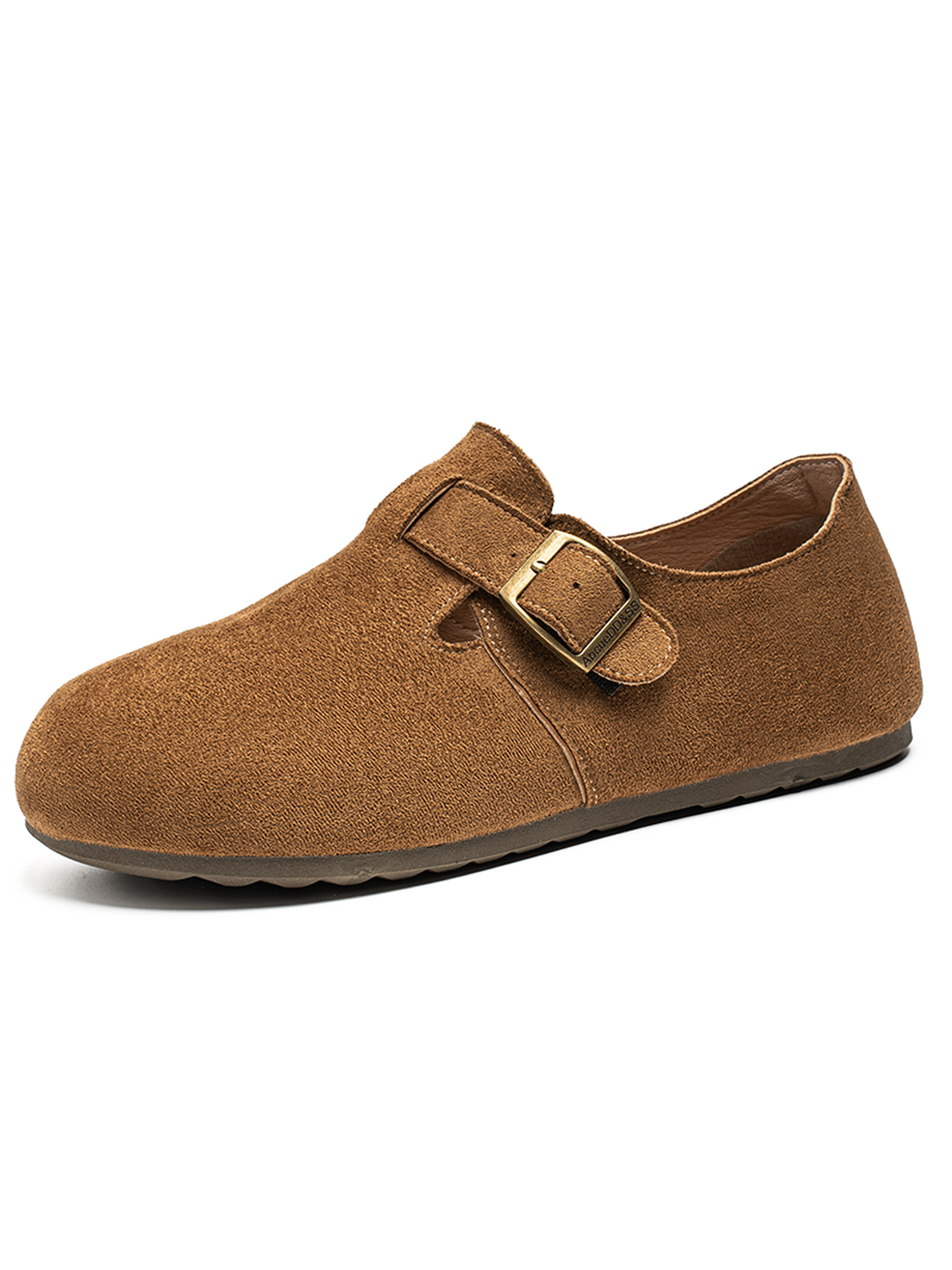 Mens Tan Suede Look Buckle Casual Shoes