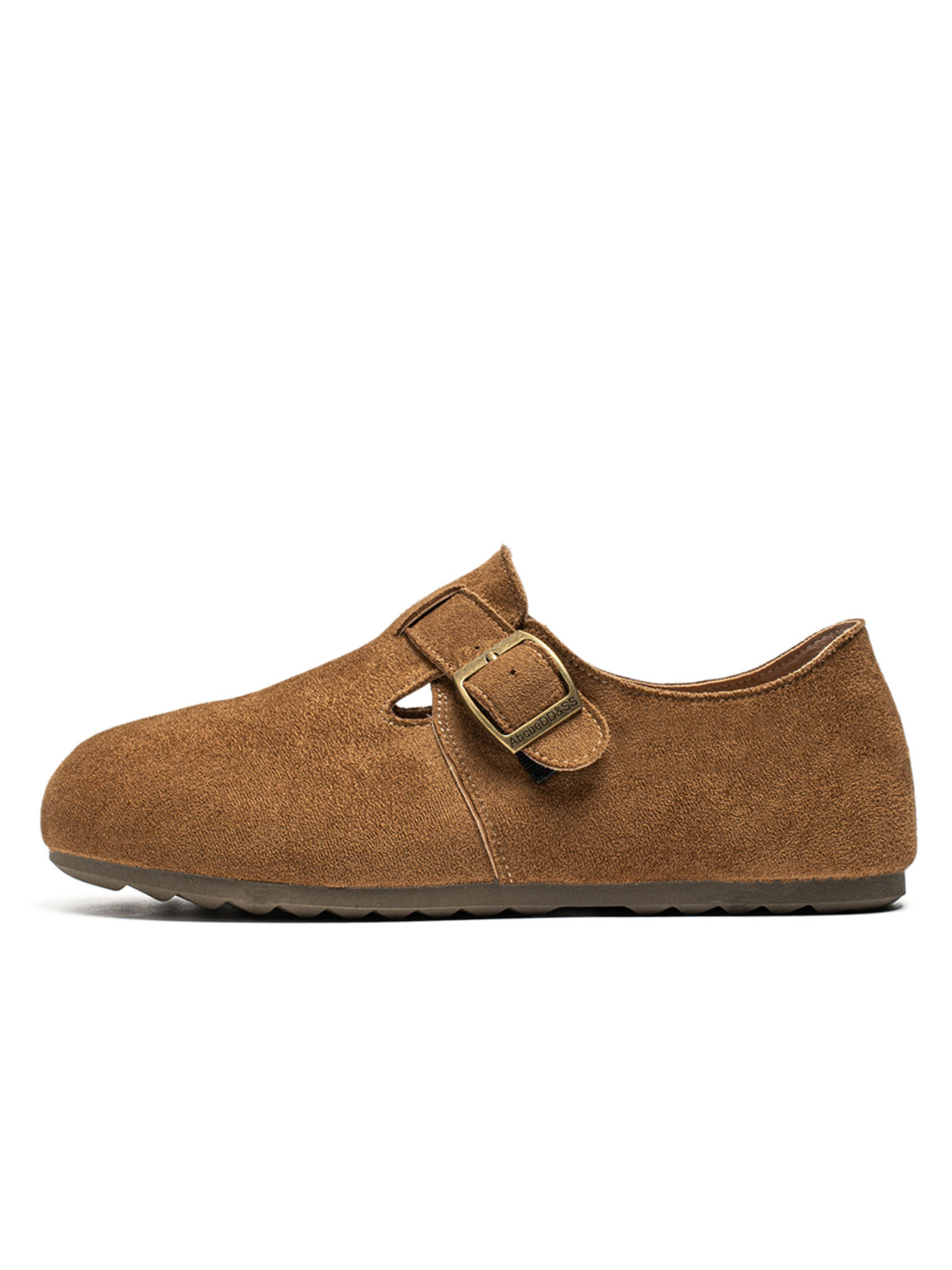 Mens Tan Suede Look Buckle Casual Shoes