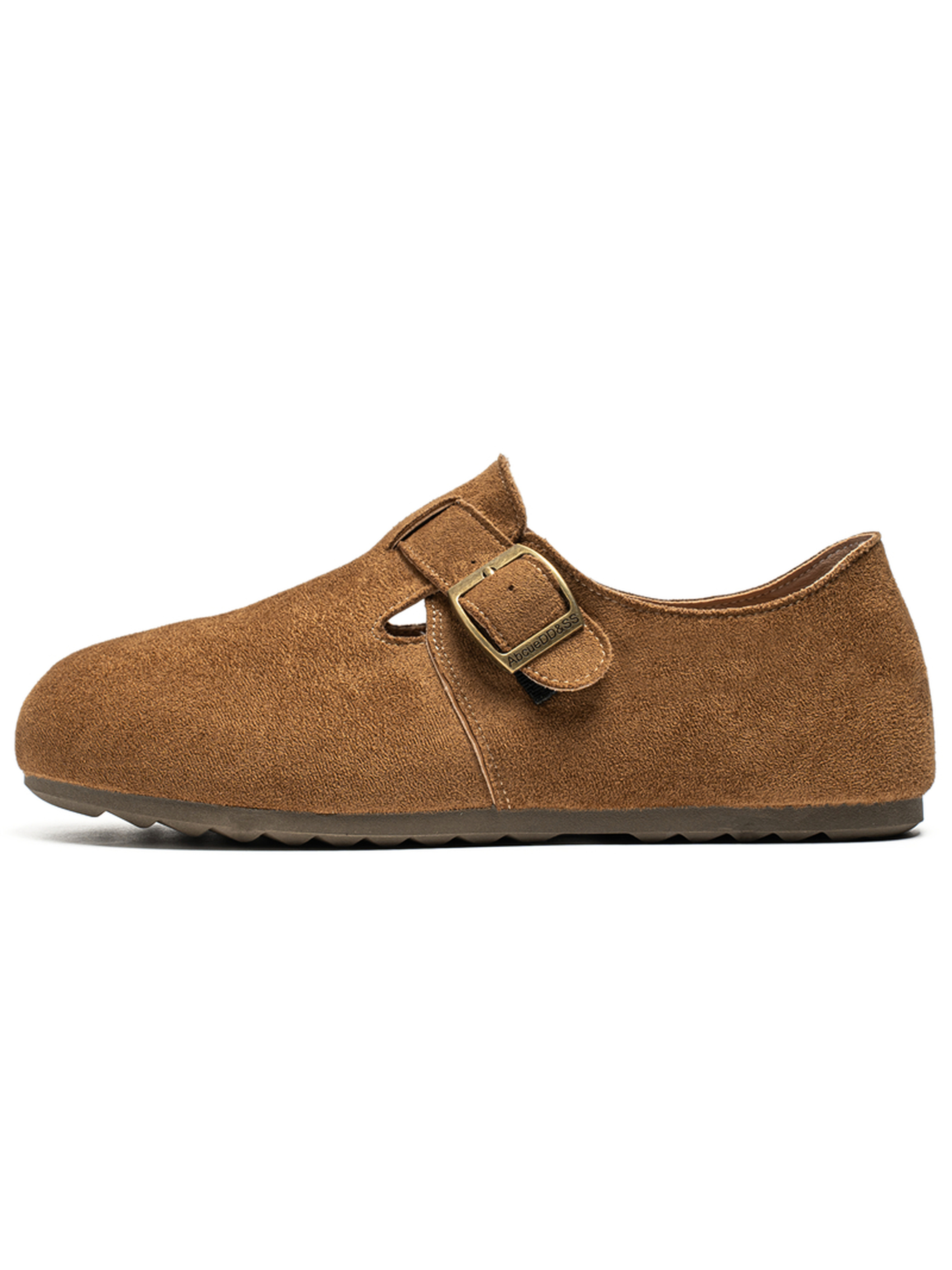 Mens Tan Suede Look Buckle Casual Shoes