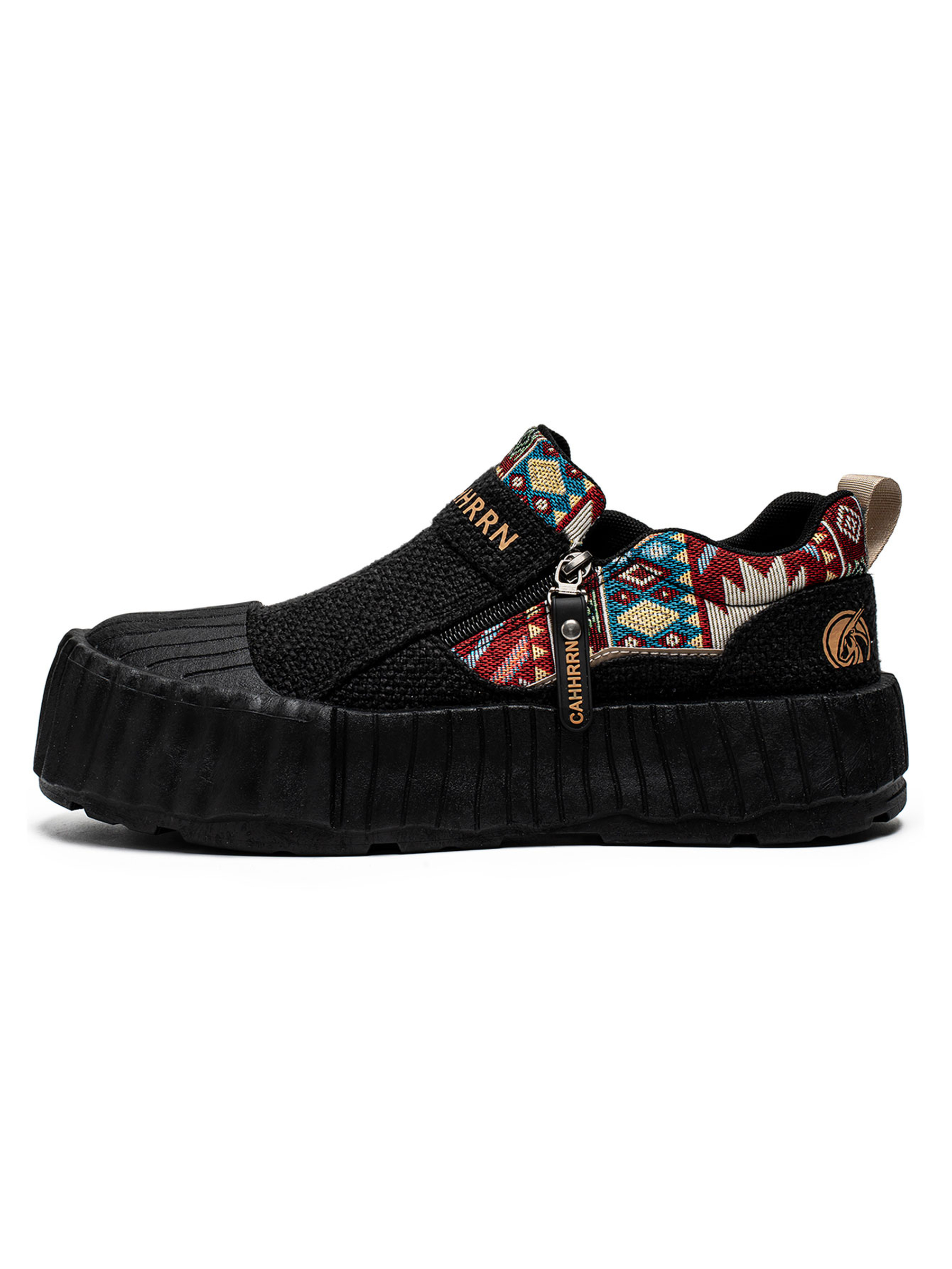 Patterned Casual Shoes with Zipper Detail