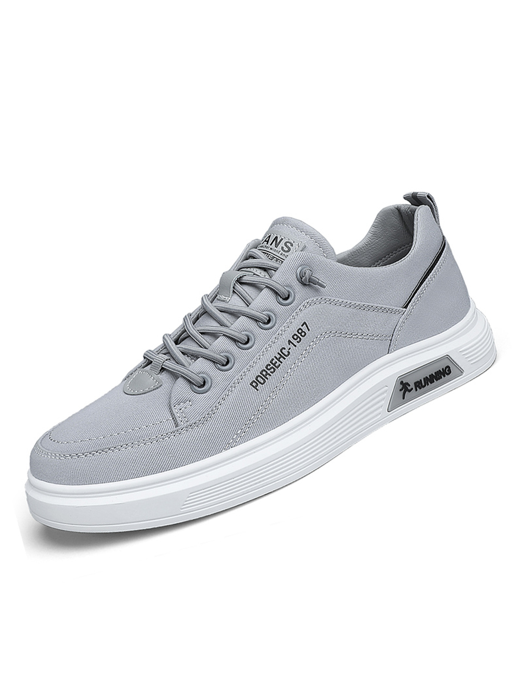 Mens Grey Lace Up Casual Sneakers