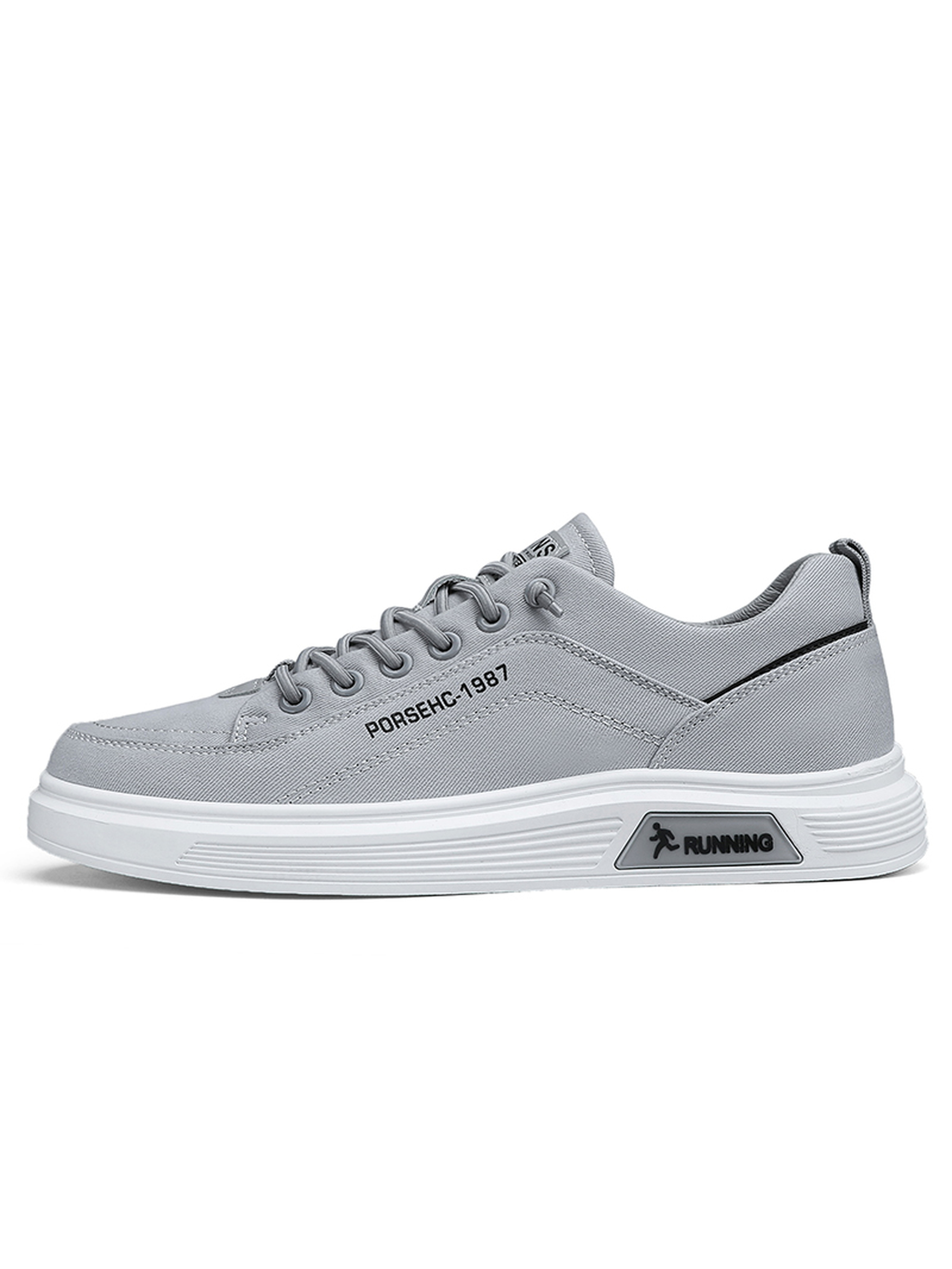 Mens Grey Lace Up Casual Sneakers