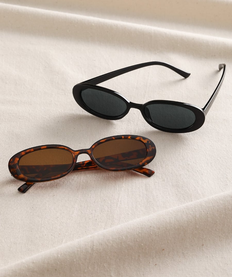 Pack of 2 - Multi-Color Oval Y2K Sunglasses