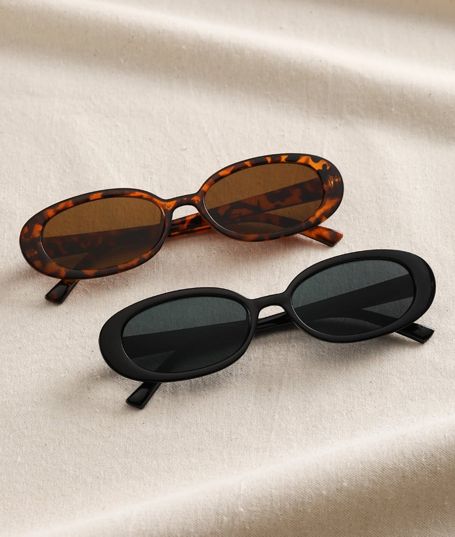 Pack of 2 - Multi-Color Oval Y2K Sunglasses