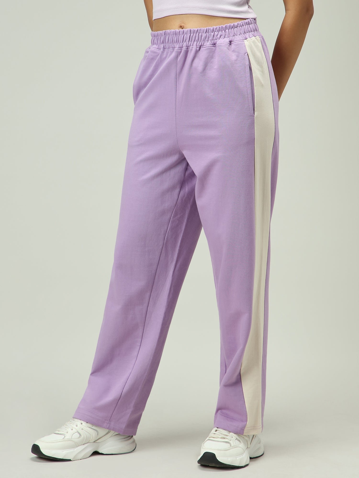 Lilac Contrast Striped Joggers