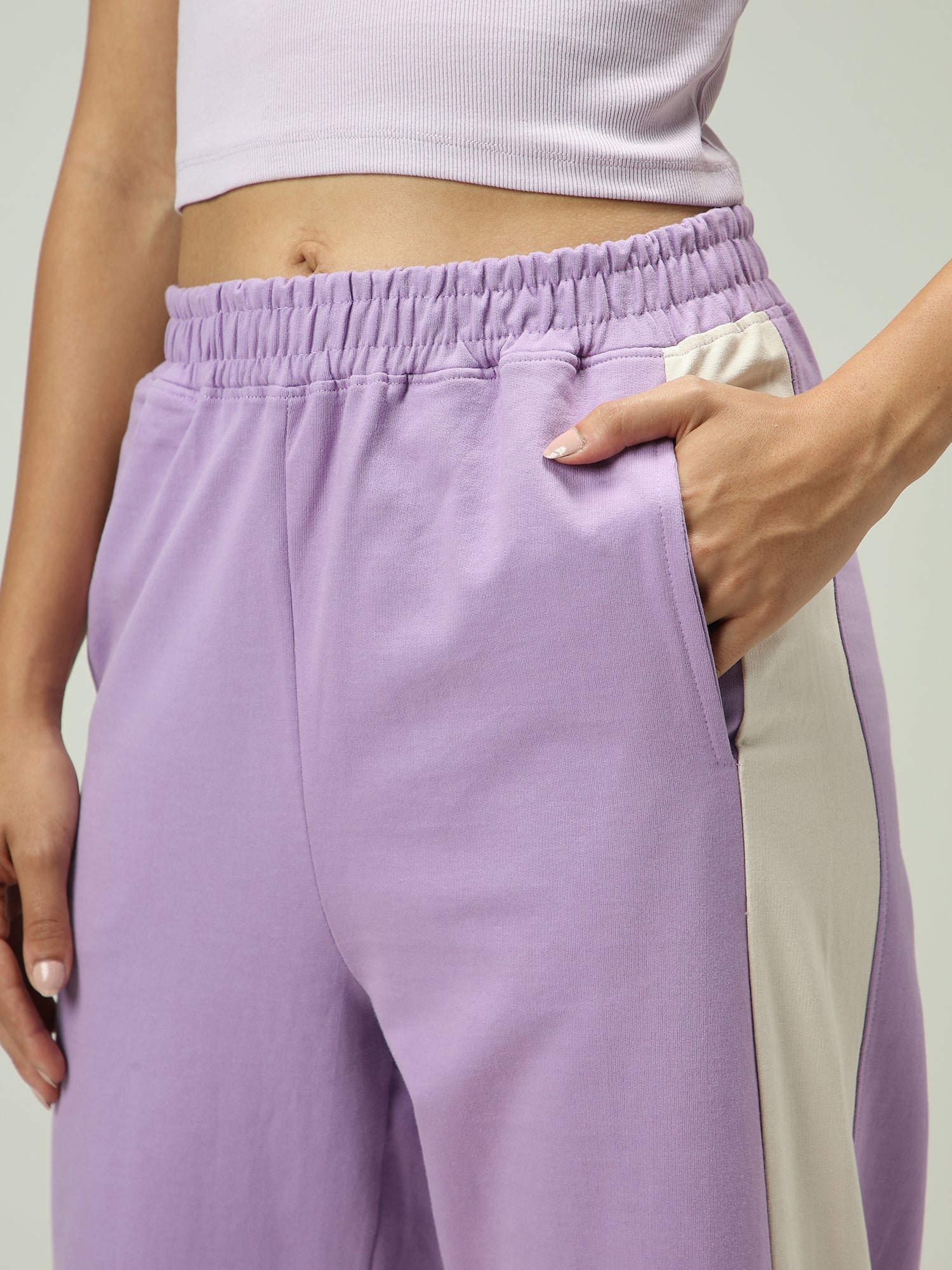 Lilac Contrast Striped Joggers
