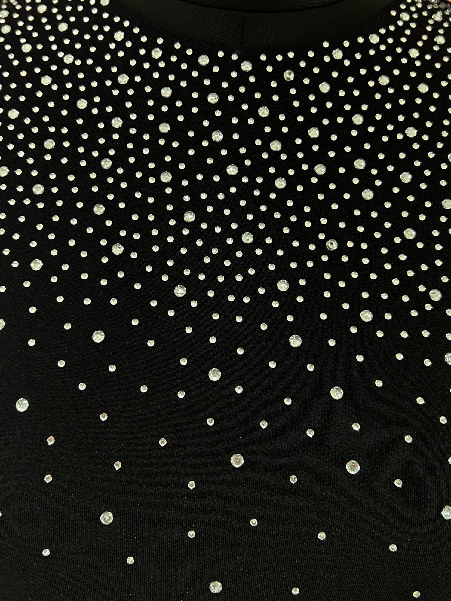 Black Round Neck Studded Midi Dress