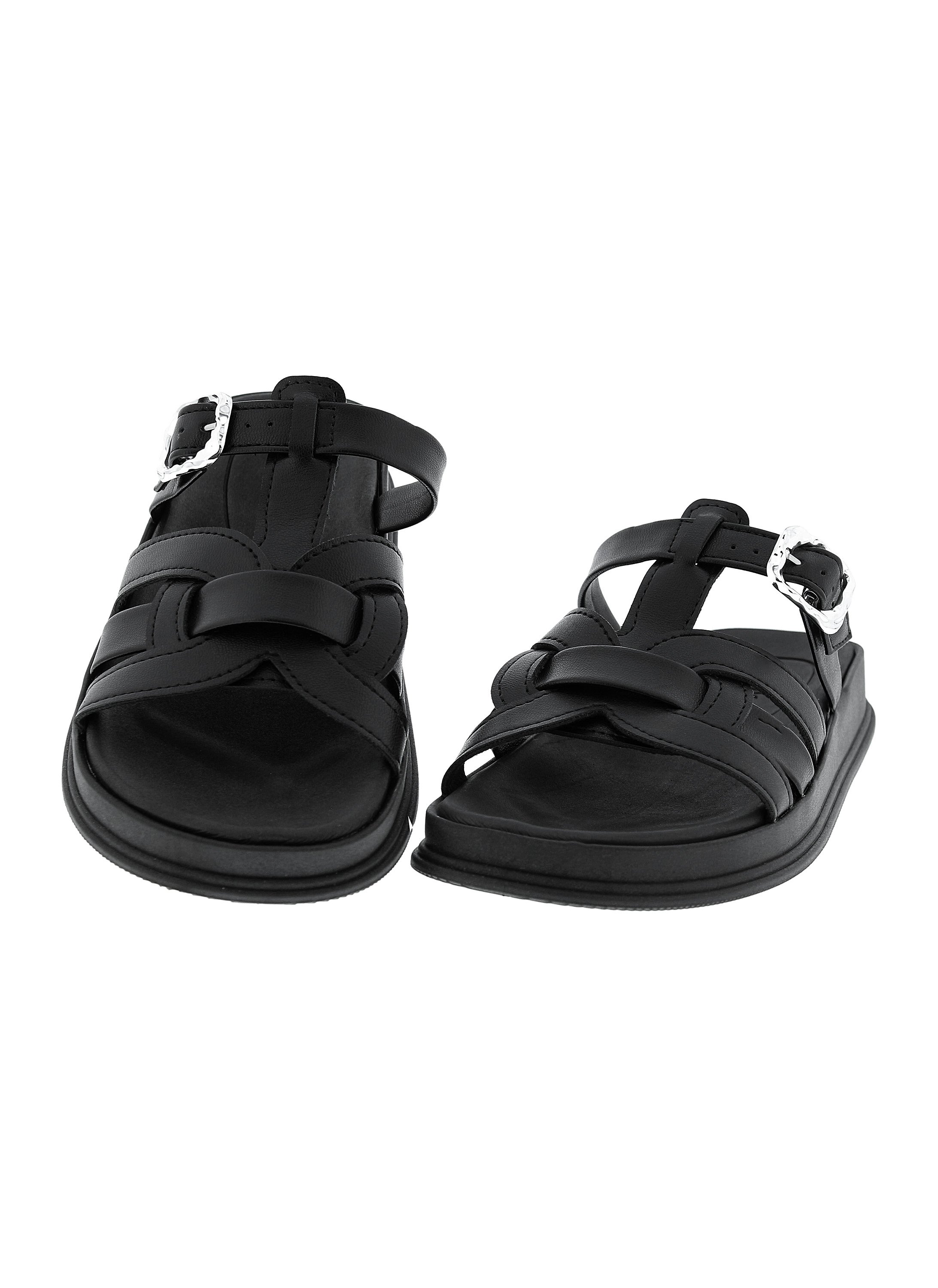 Black Buckle Detail Comfort Sandals 