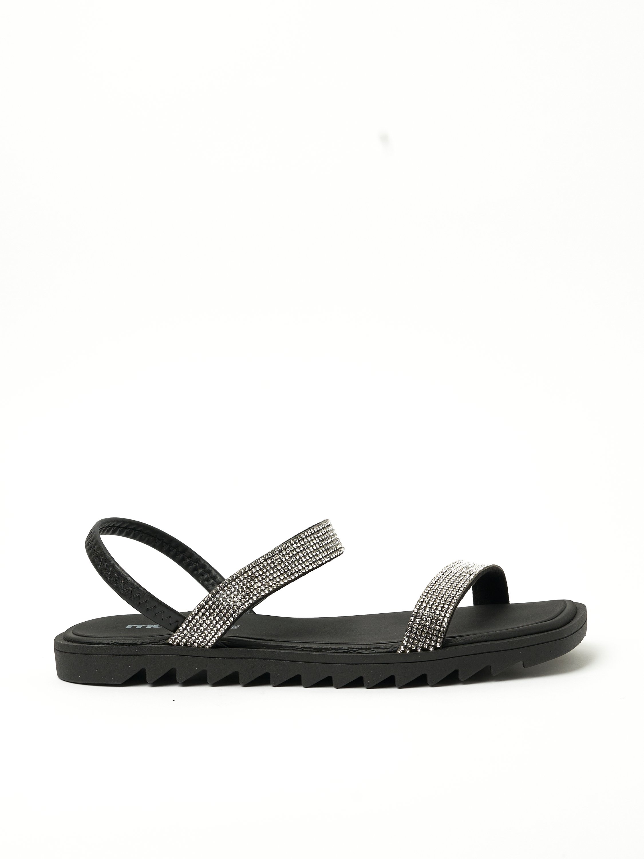 Sparkle Black Flat Sandals - Rhinestone Embellished Comfort