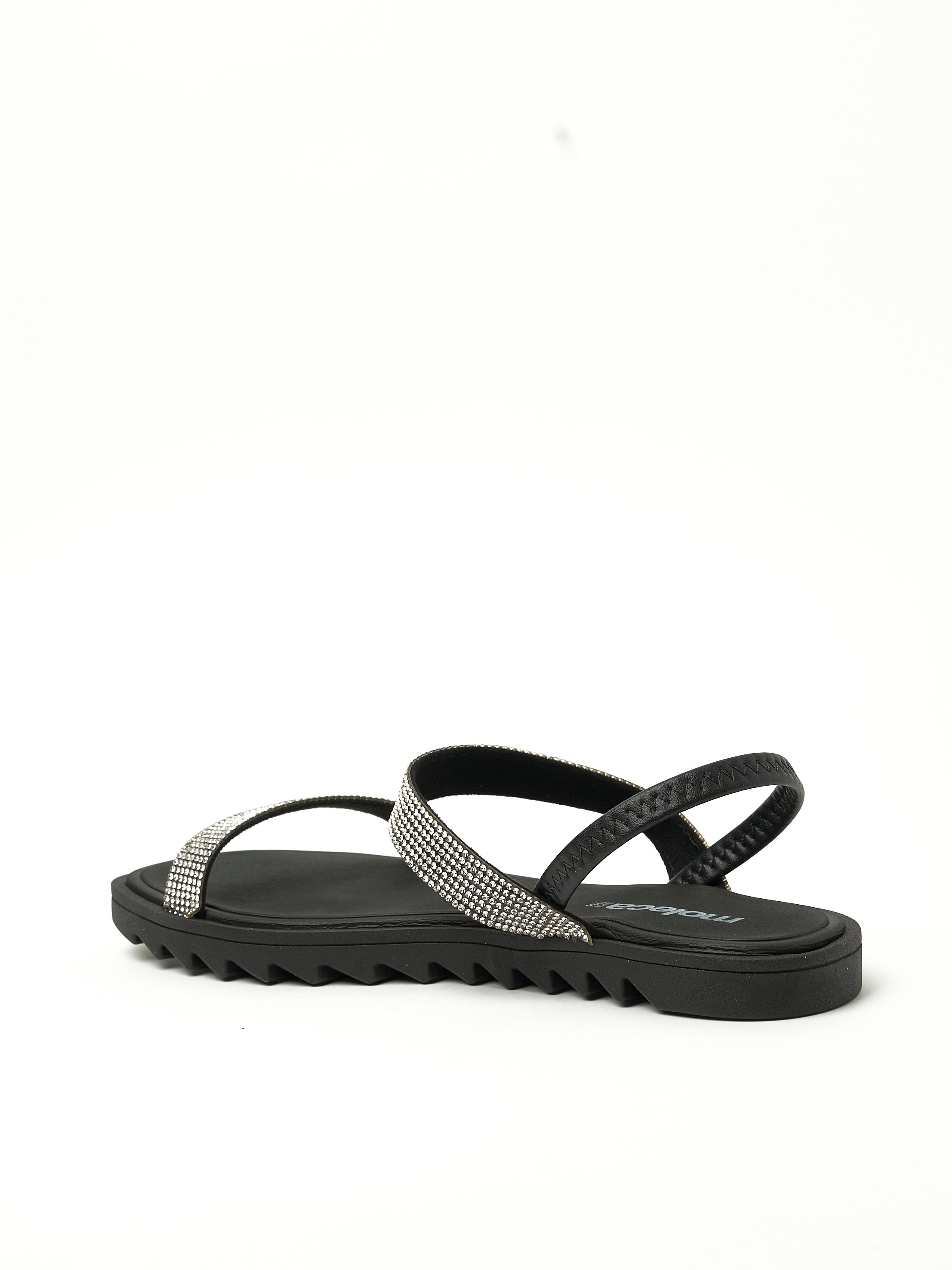 Sparkle Black Flat Sandals - Rhinestone Embellished Comfort