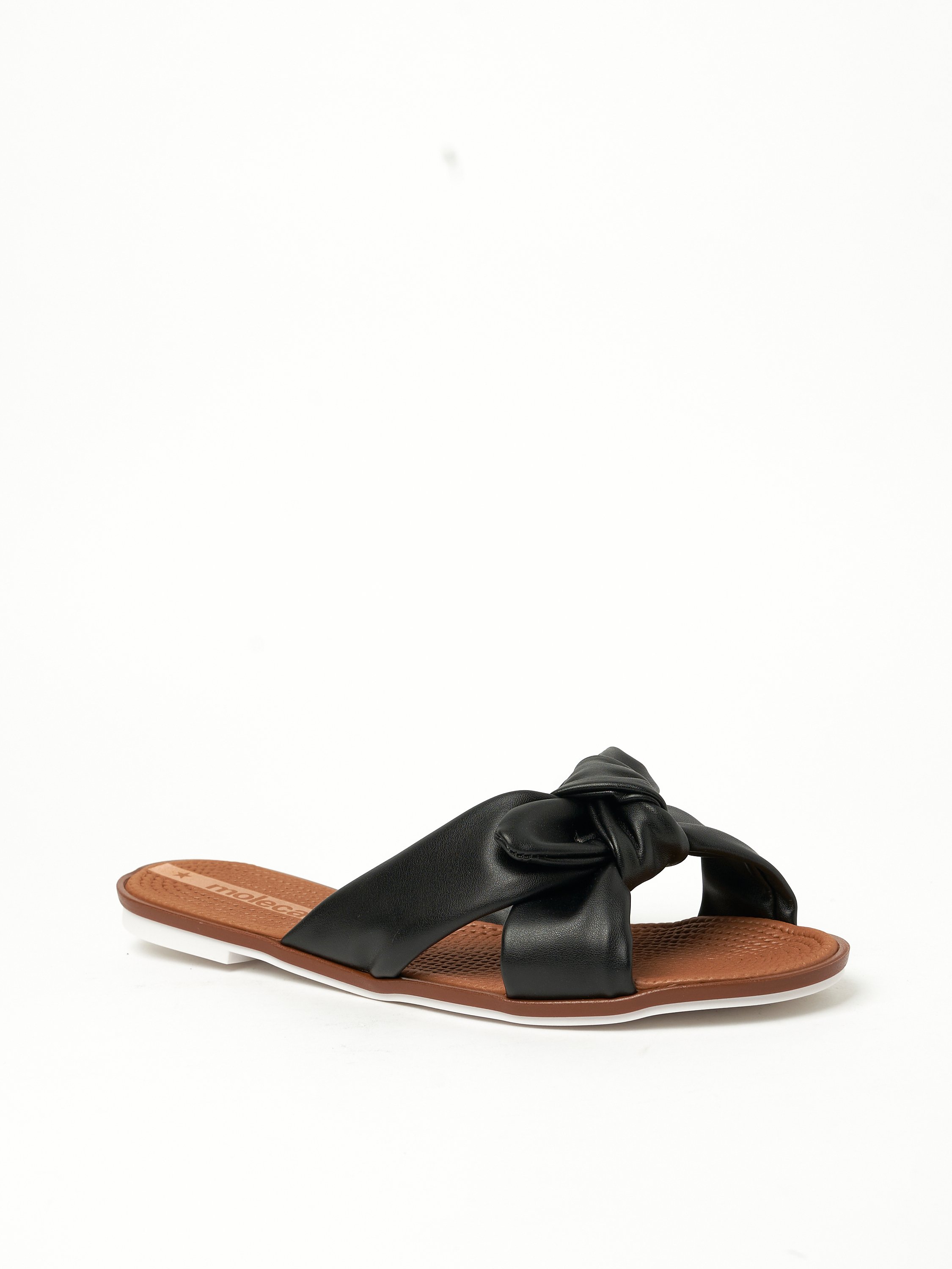 Black Knot Detail Flat Sandals 