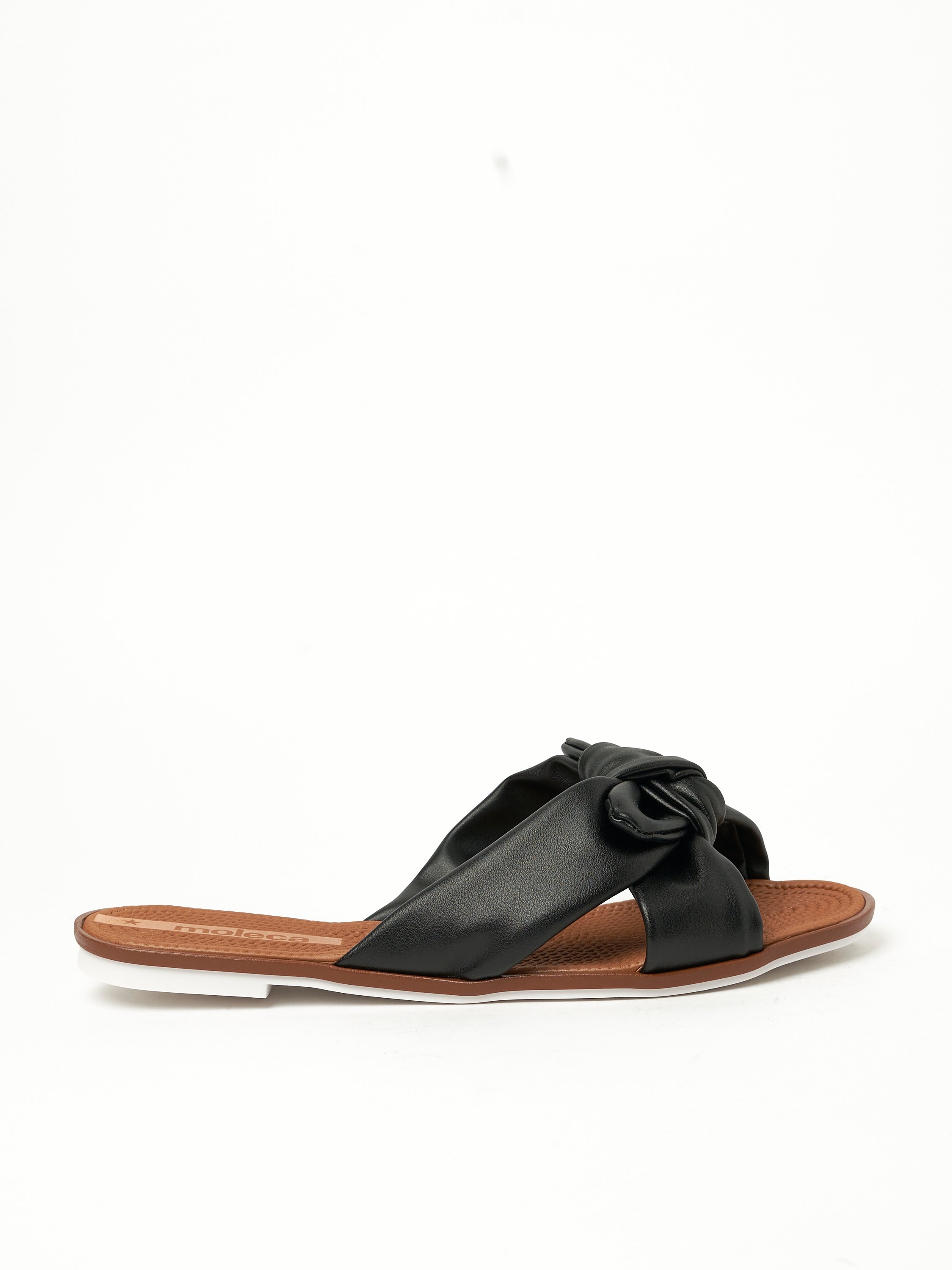 Black Knot Detail Flat Sandals 
