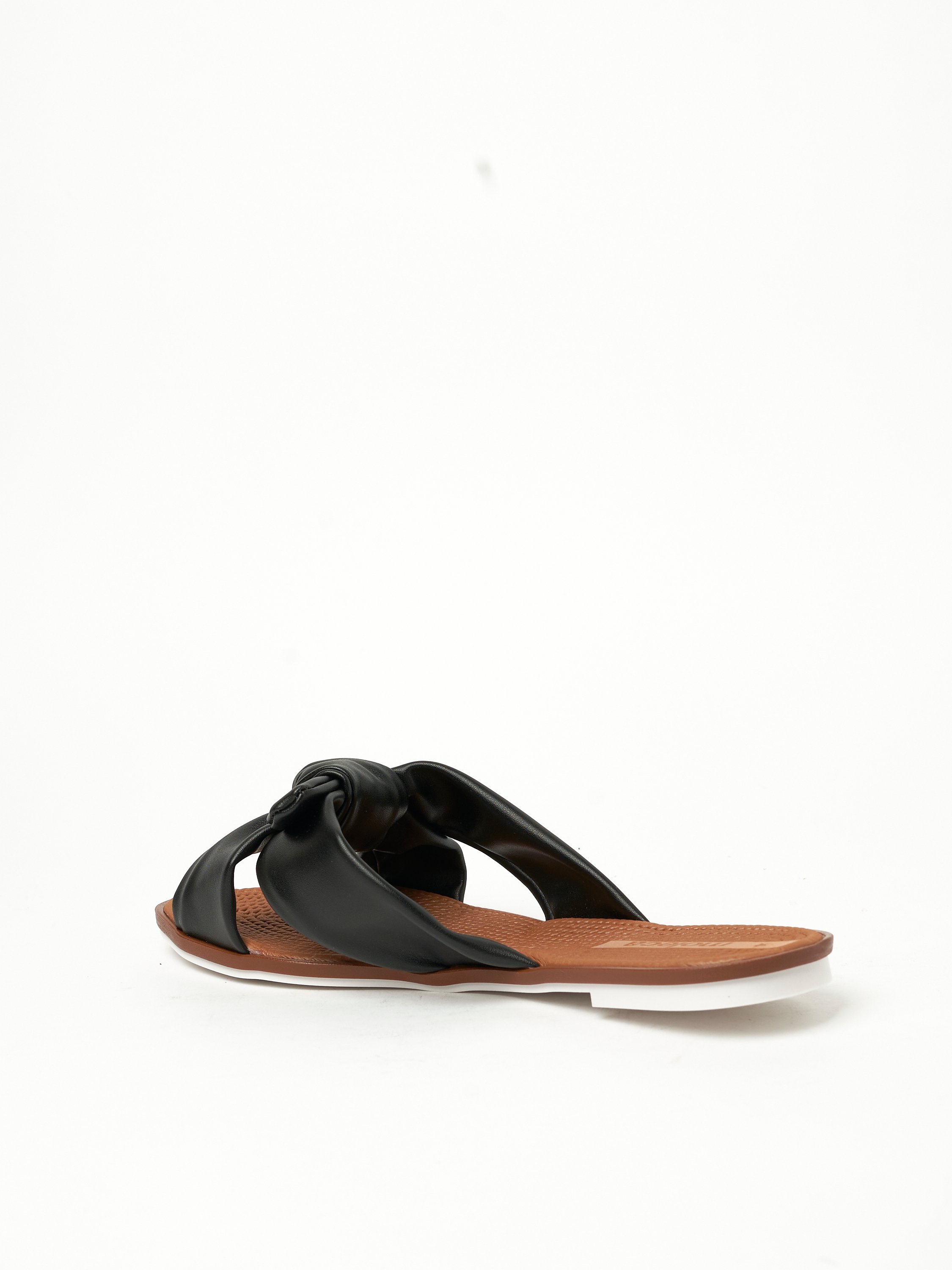 Black Knot Detail Flat Sandals 