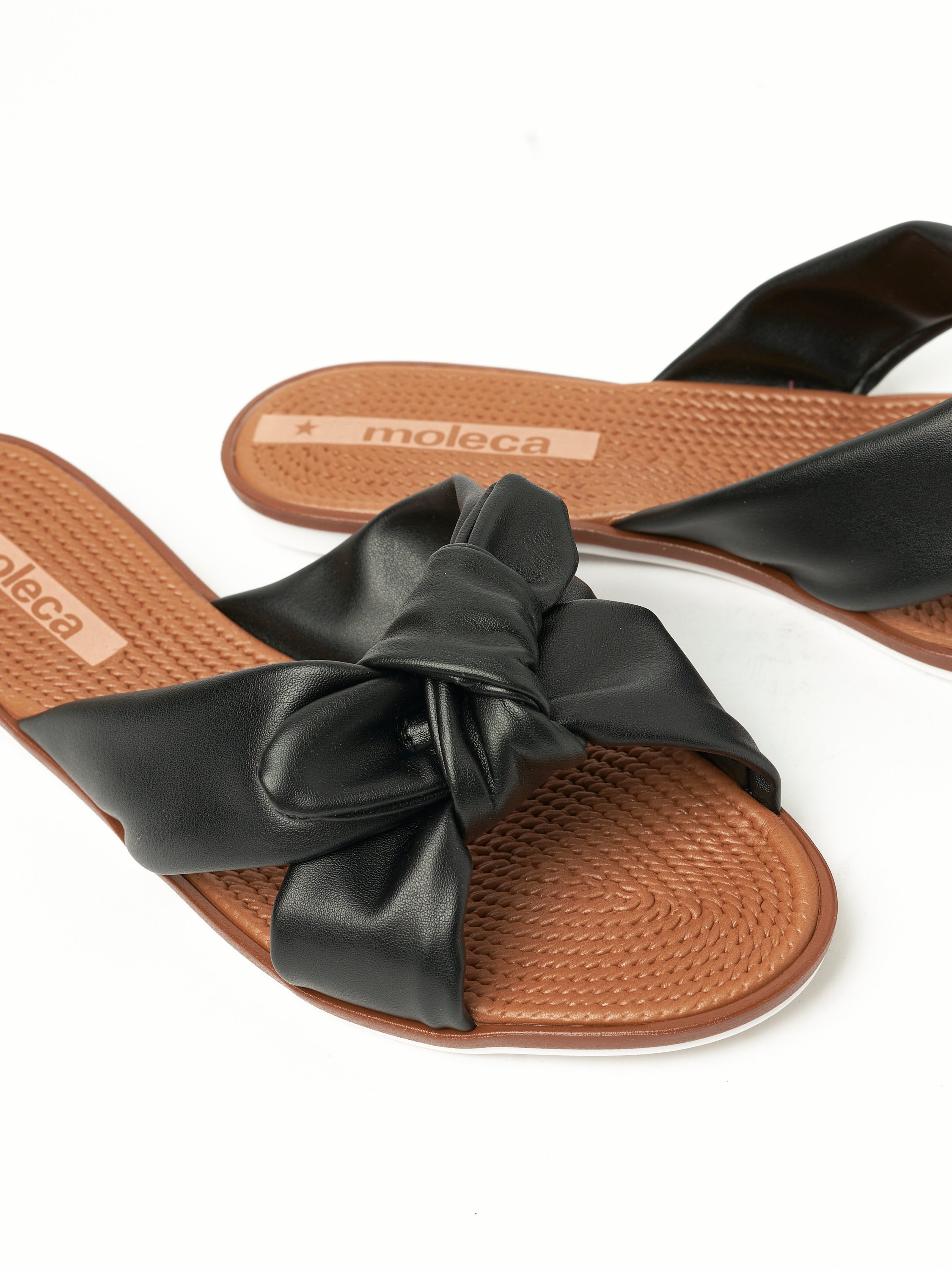Black Knot Detail Flat Sandals 