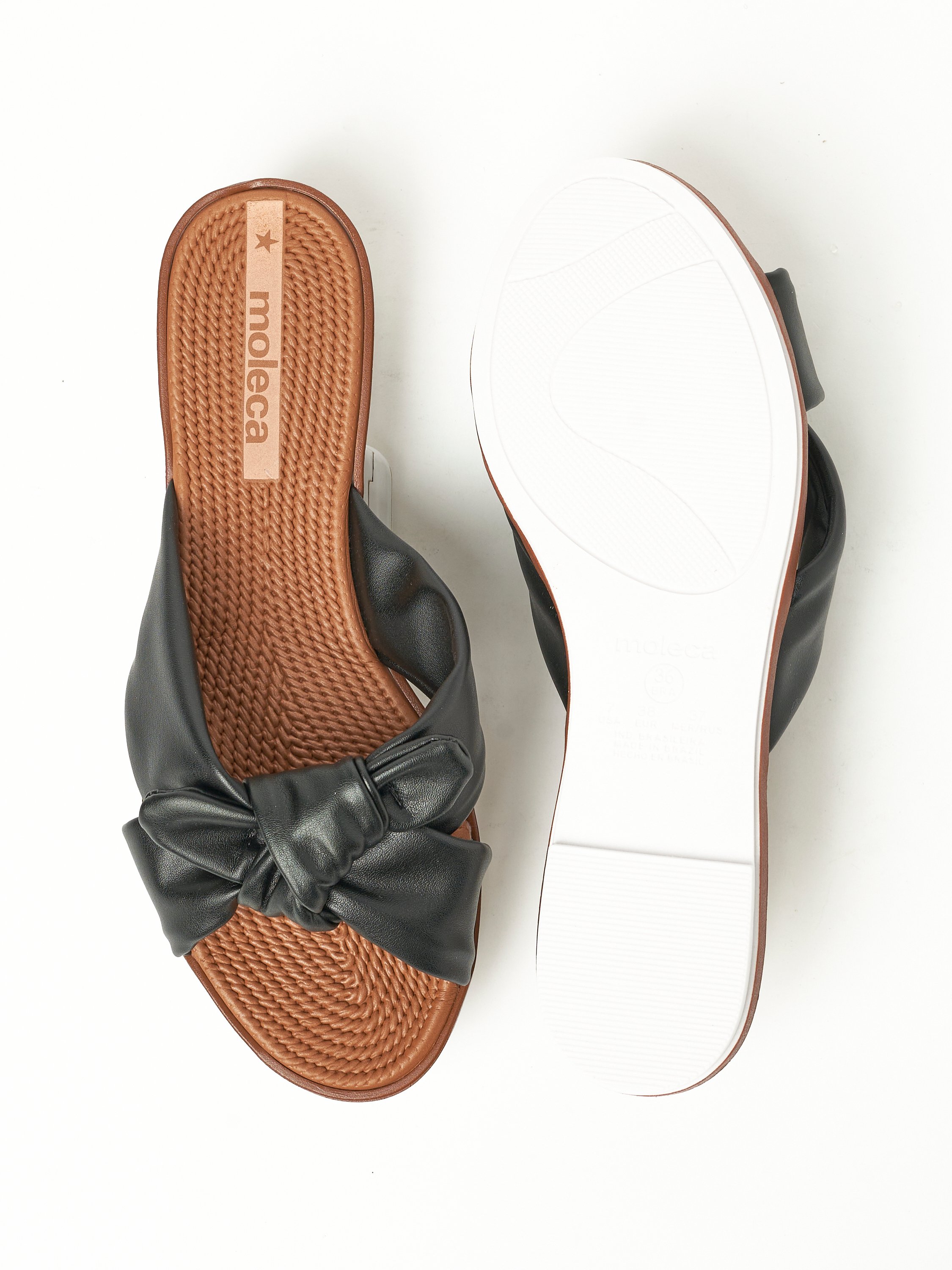 Black Knot Detail Flat Sandals 