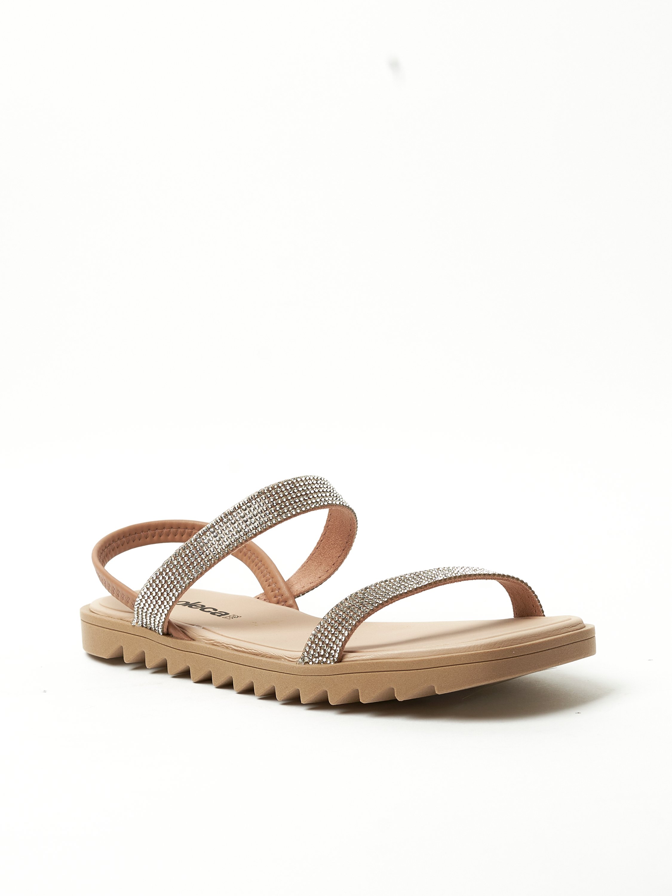 Nude Embellished Flat Sandals 