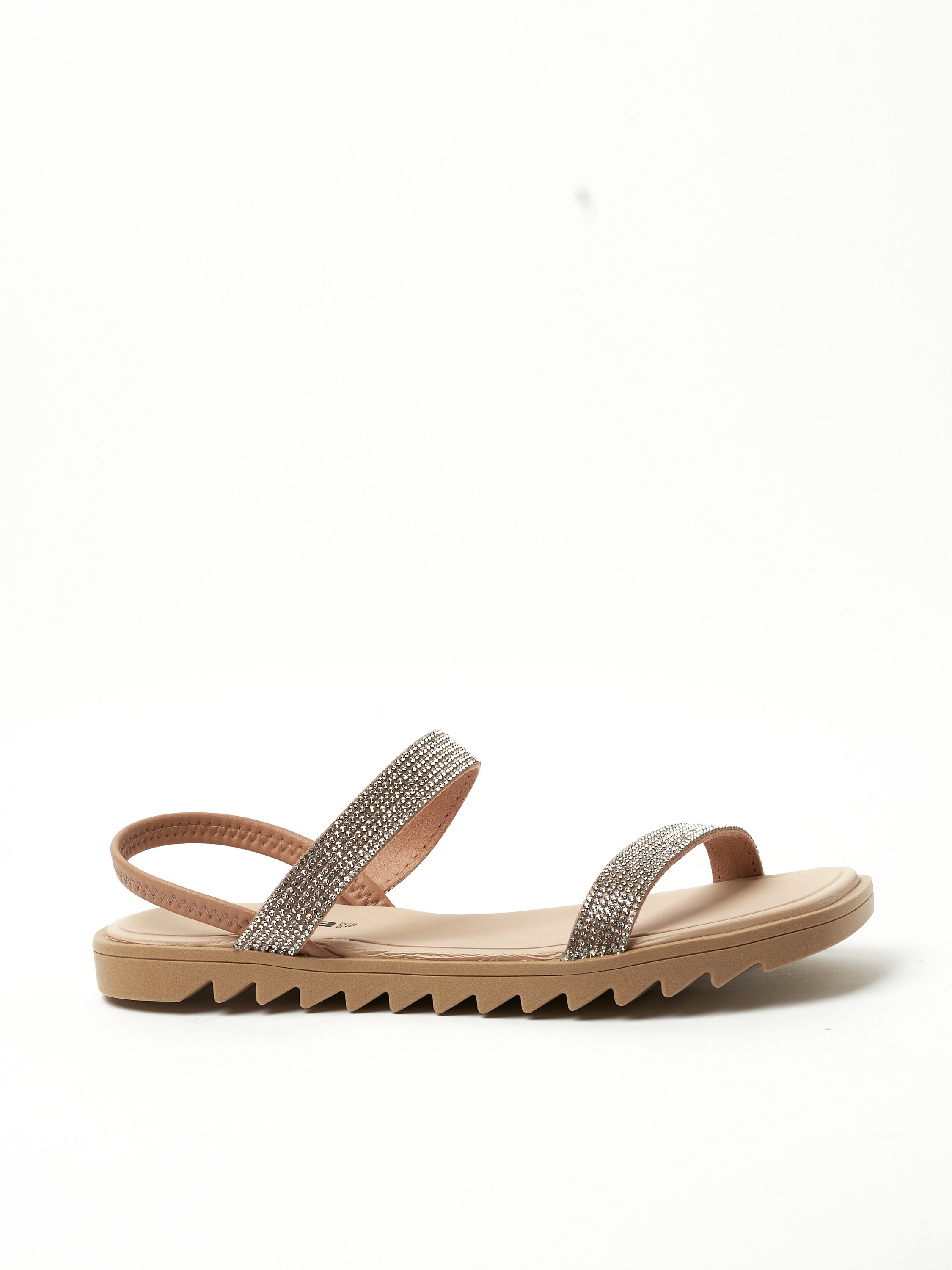 Nude Embellished Flat Sandals 