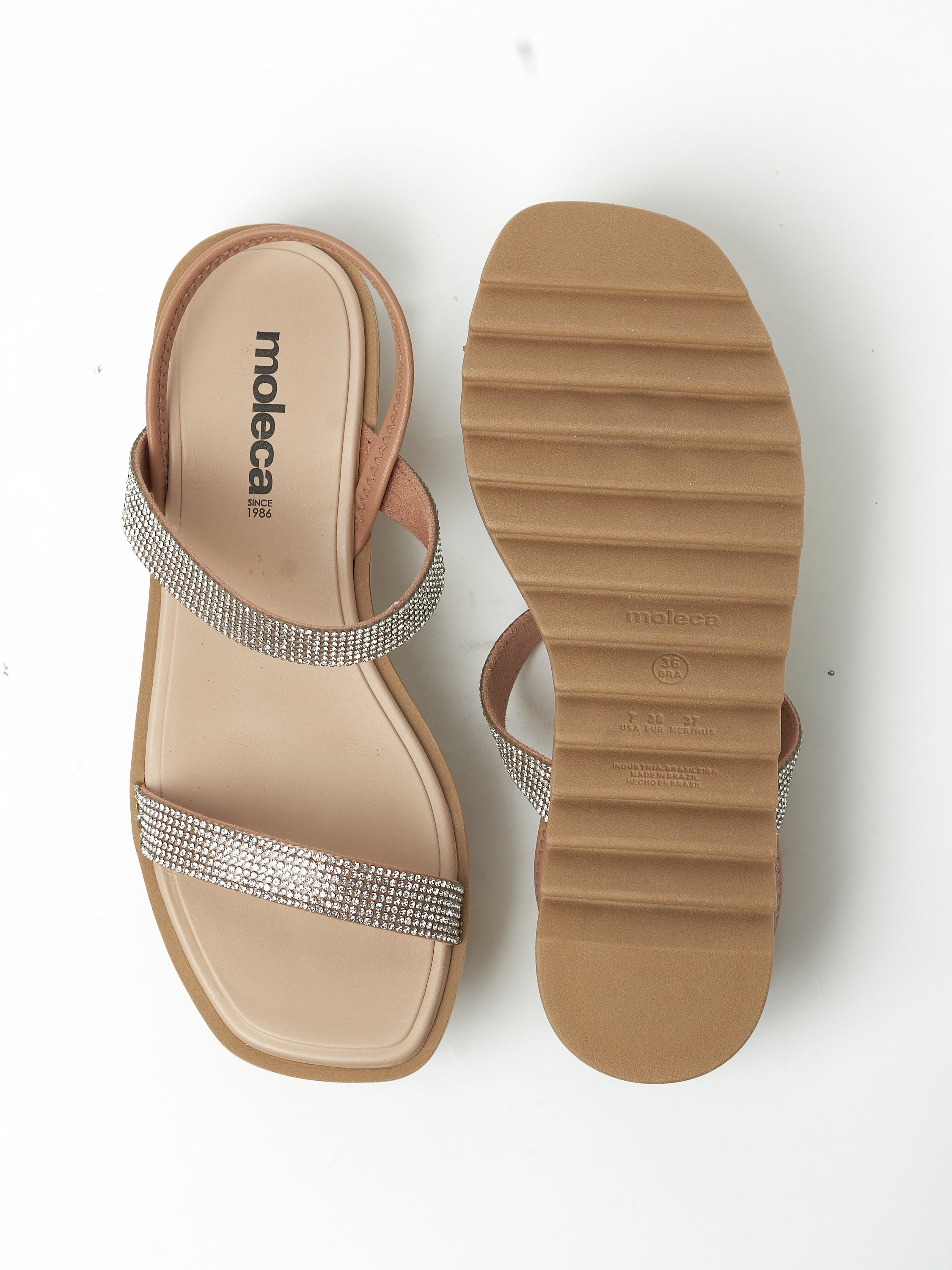Nude Embellished Flat Sandals 