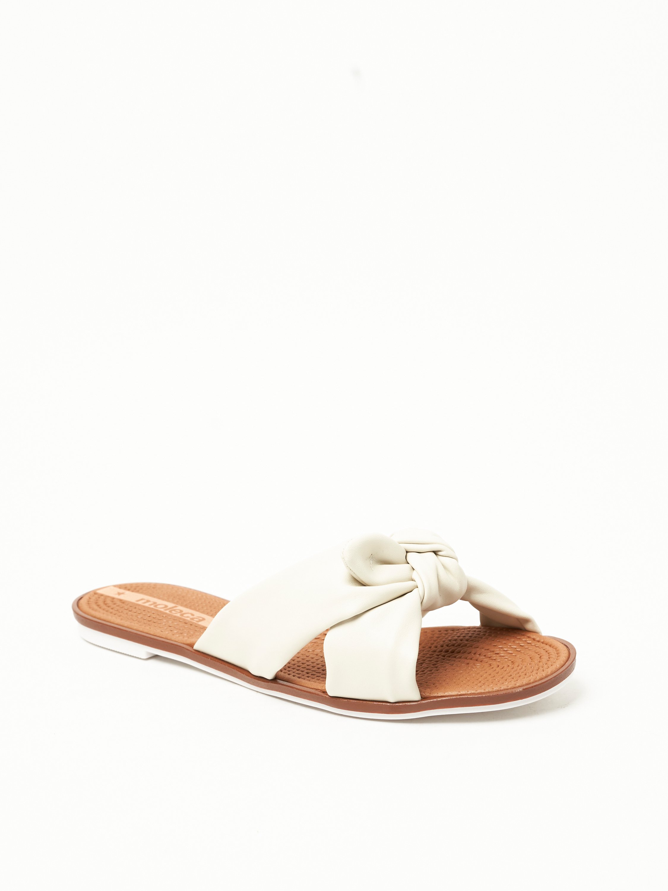 Off White Knot Detail Flat Sandals 