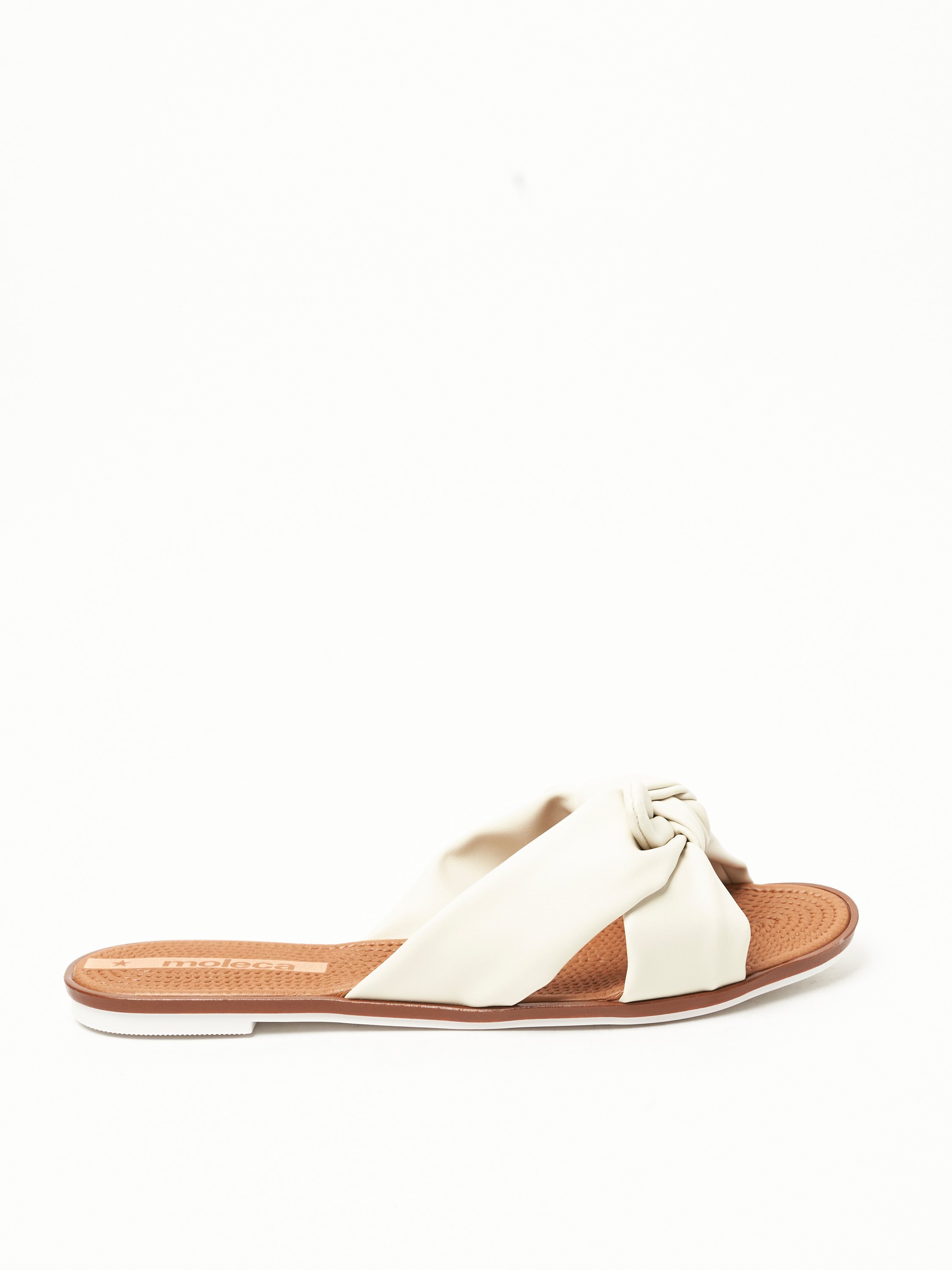 Off White Knot Detail Flat Sandals 