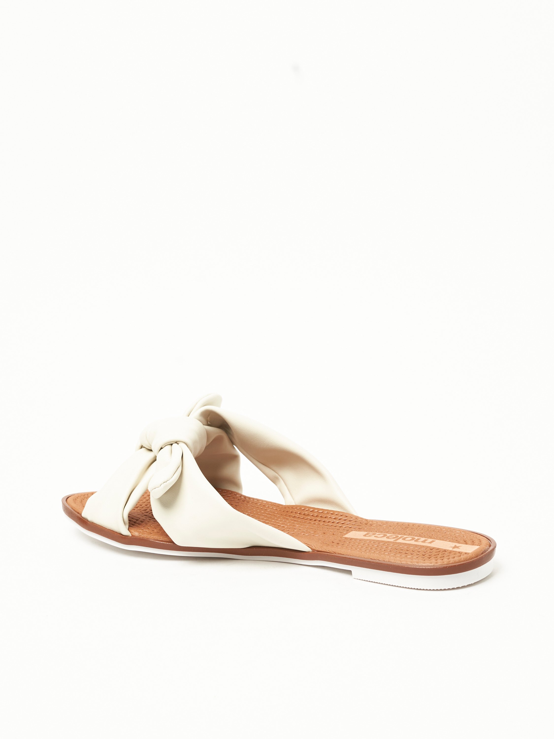 Off White Knot Detail Flat Sandals 