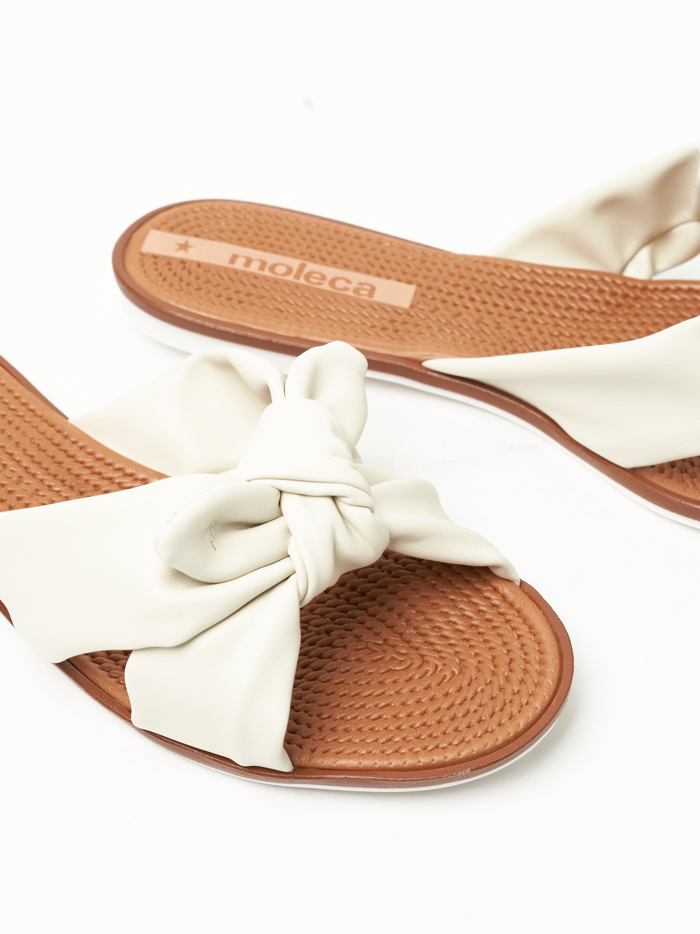 Off White Knot Detail Flat Sandals 
