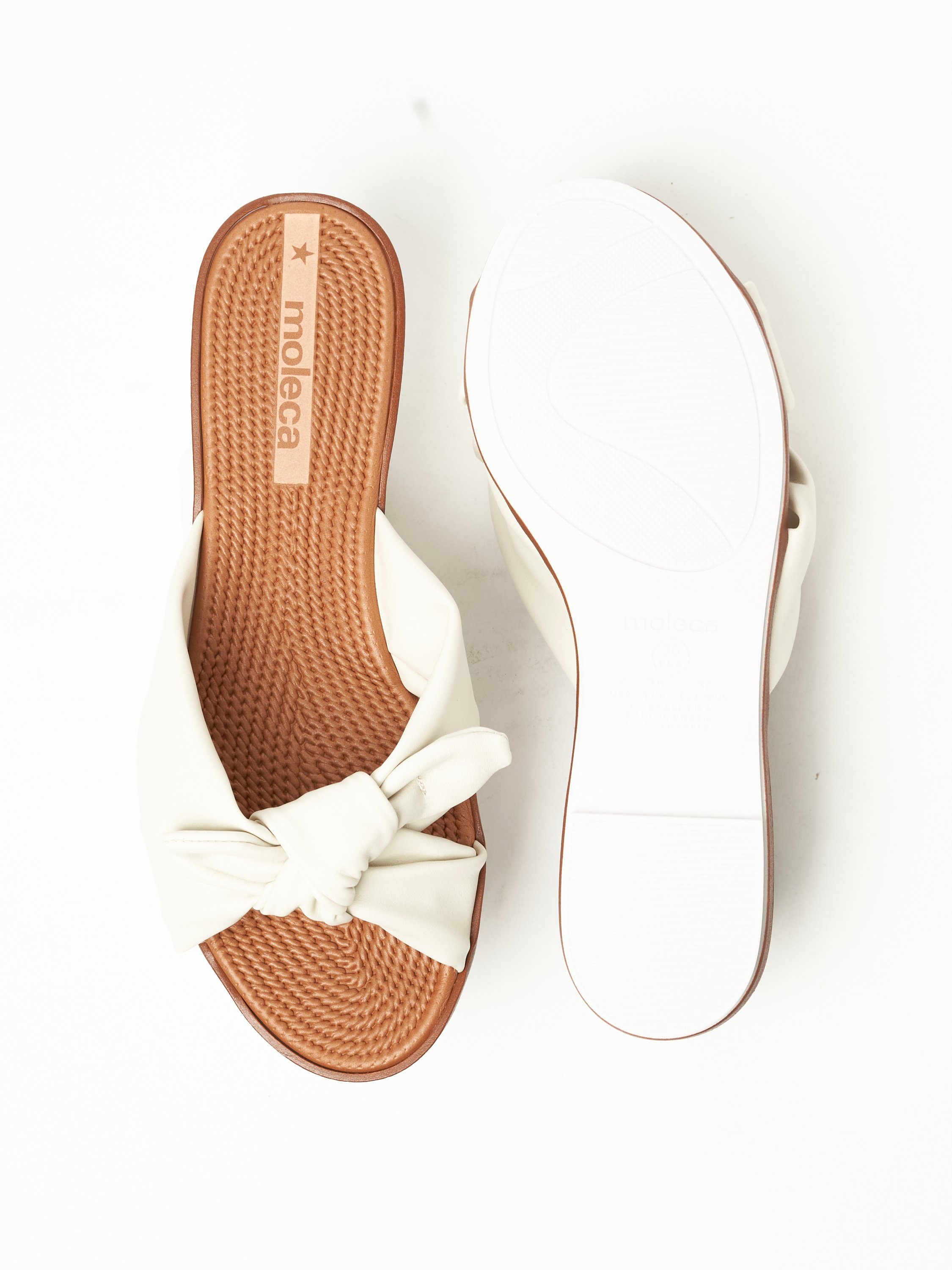 Off White Knot Detail Flat Sandals 