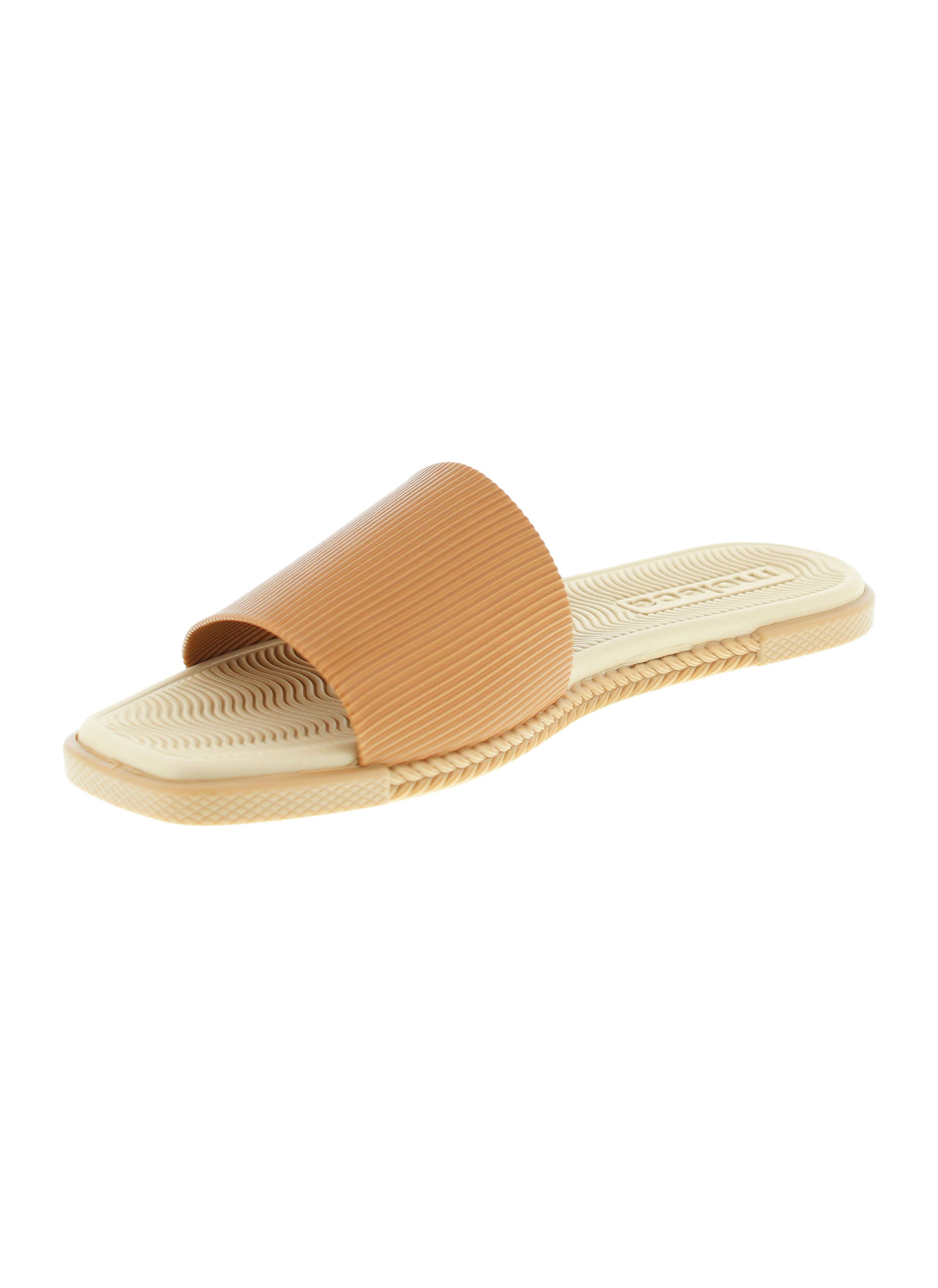 Brown Textured Flat Sandals 