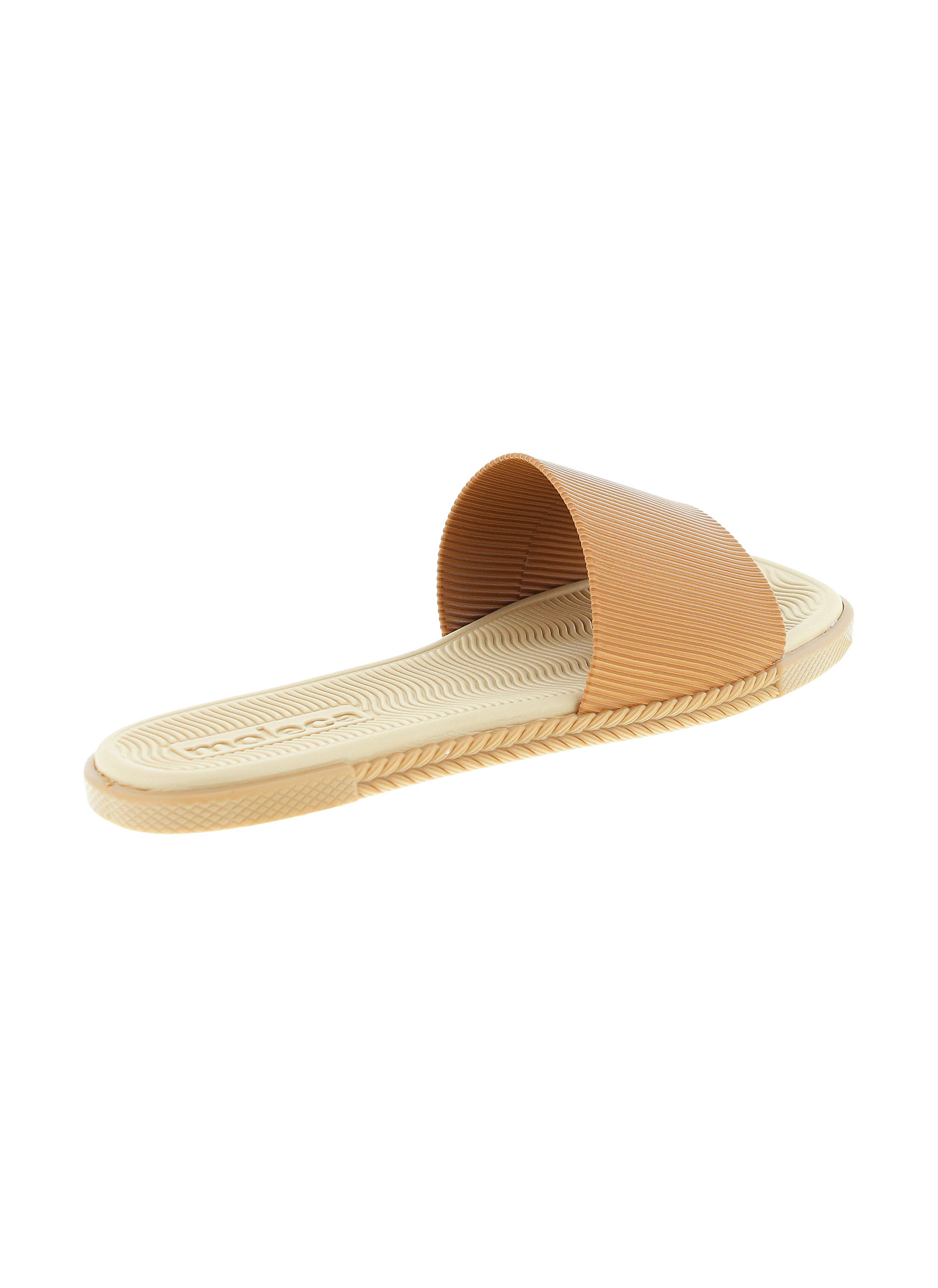 Brown Textured Flat Sandals 