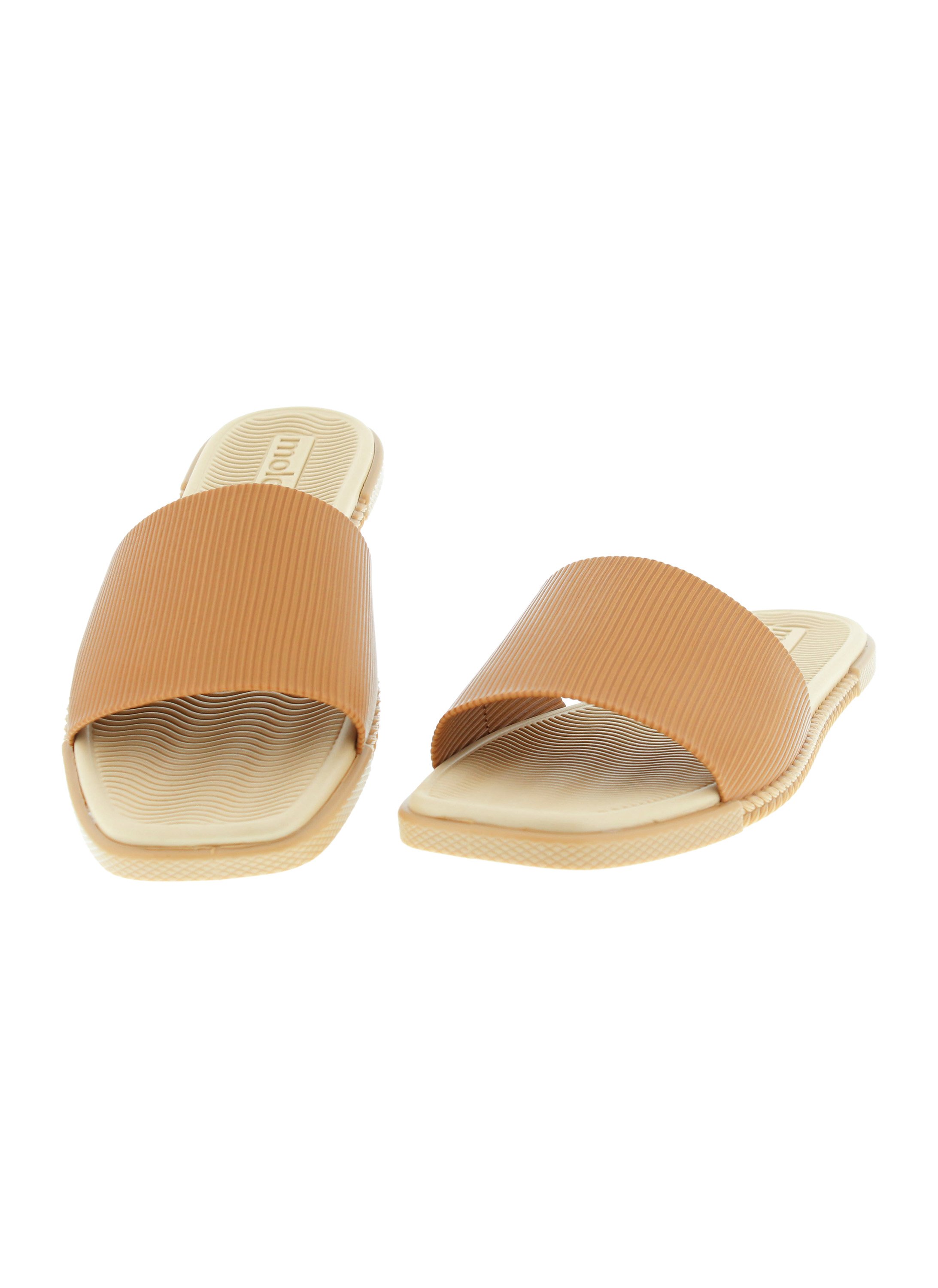 Brown Textured Flat Sandals 