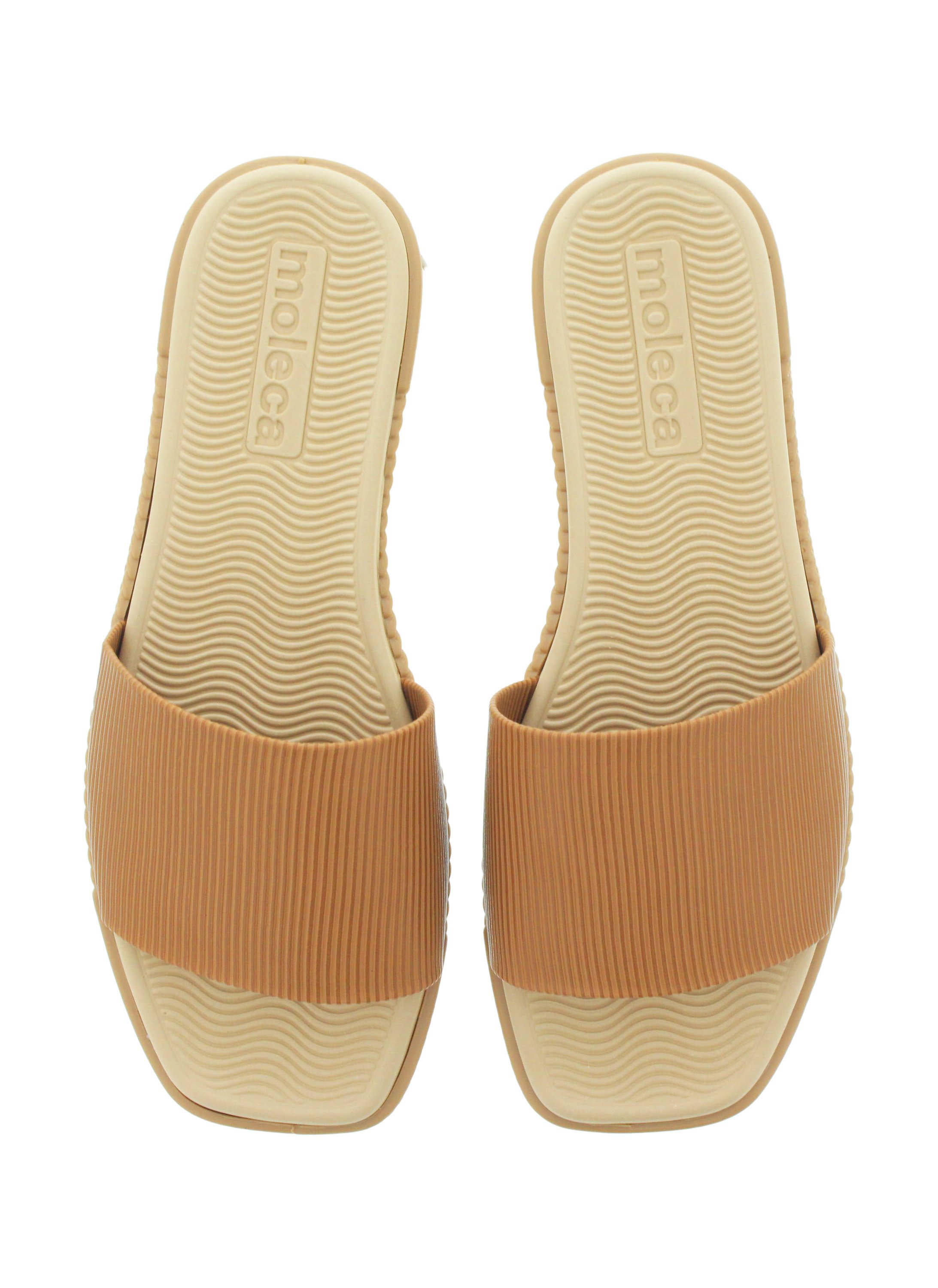 Brown Textured Flat Sandals 