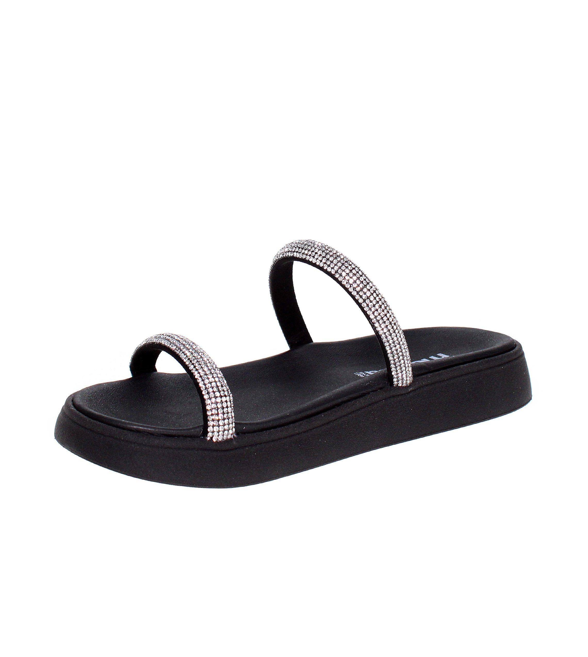 Black Embellished Comfort Sandals