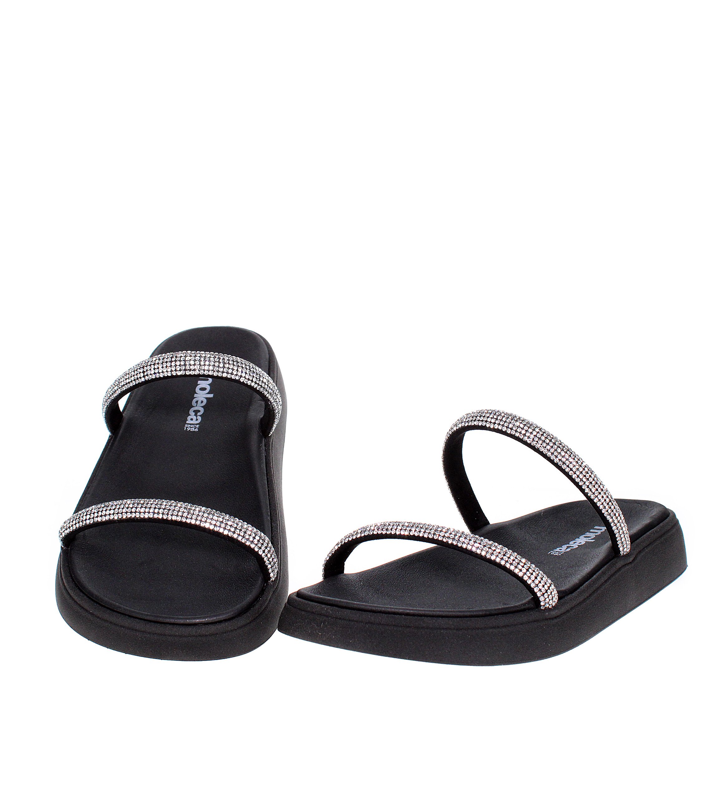 Black Embellished Comfort Sandals
