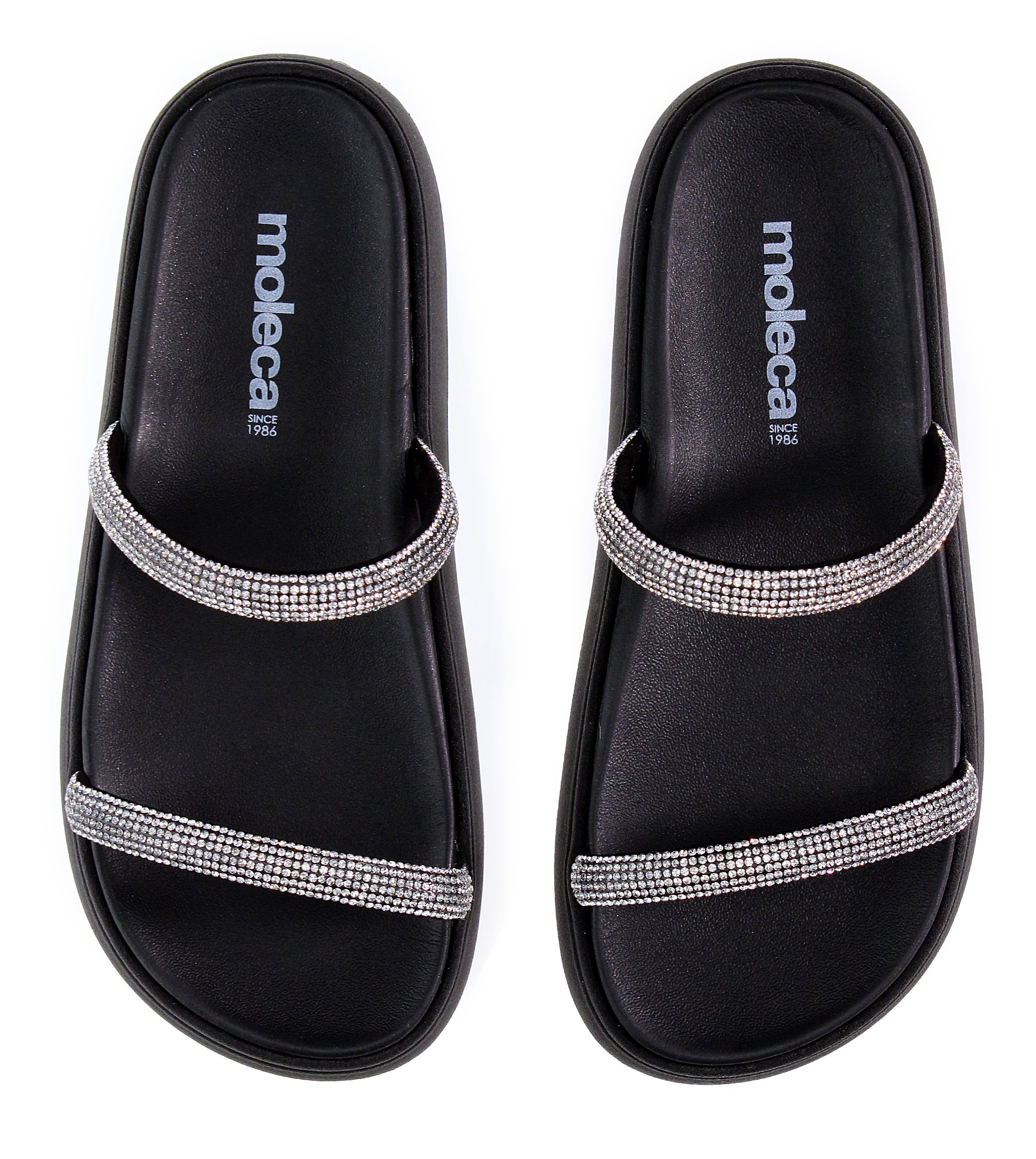 Black Embellished Comfort Sandals