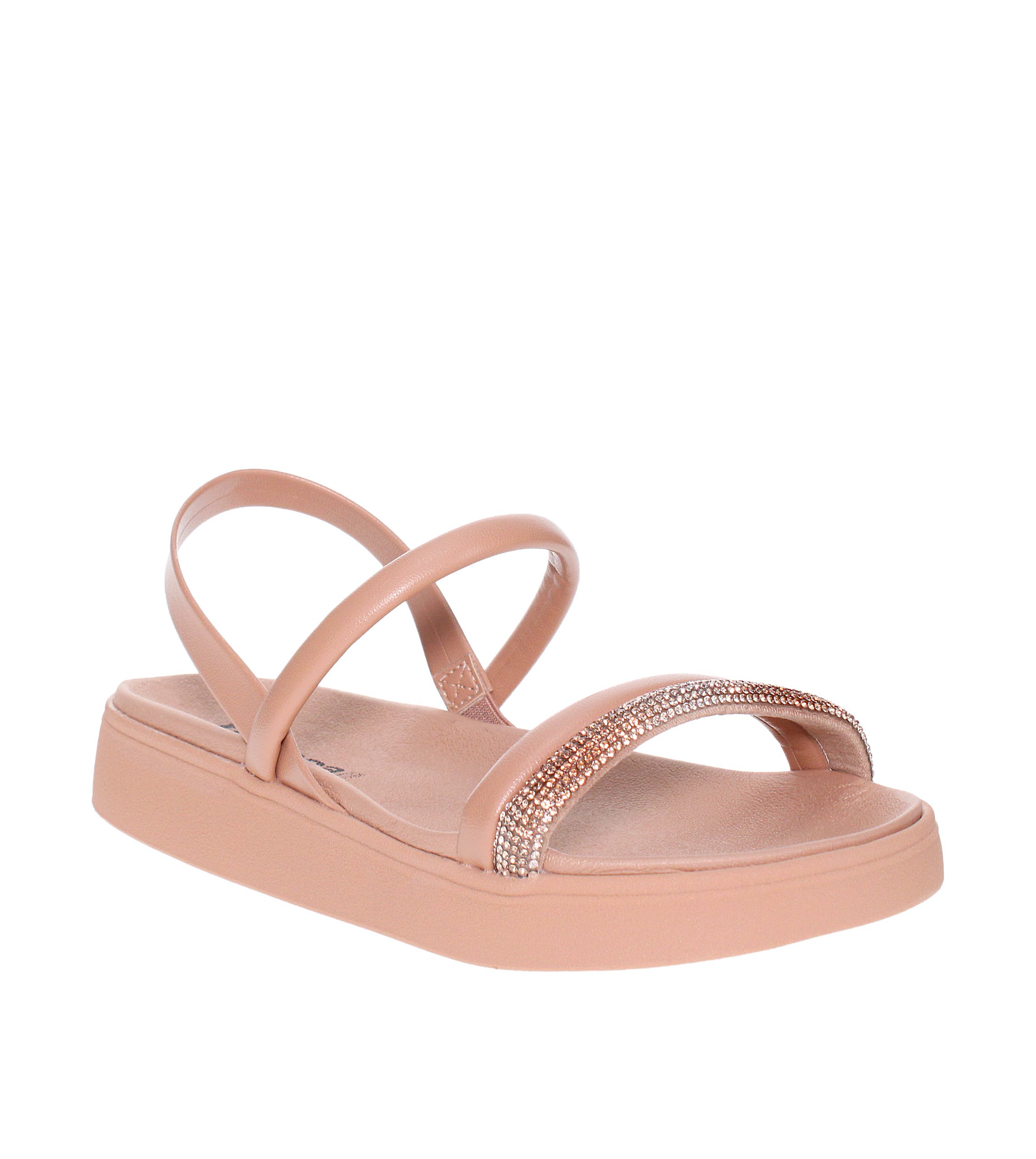 Beige Embellished Comfort Sandals 