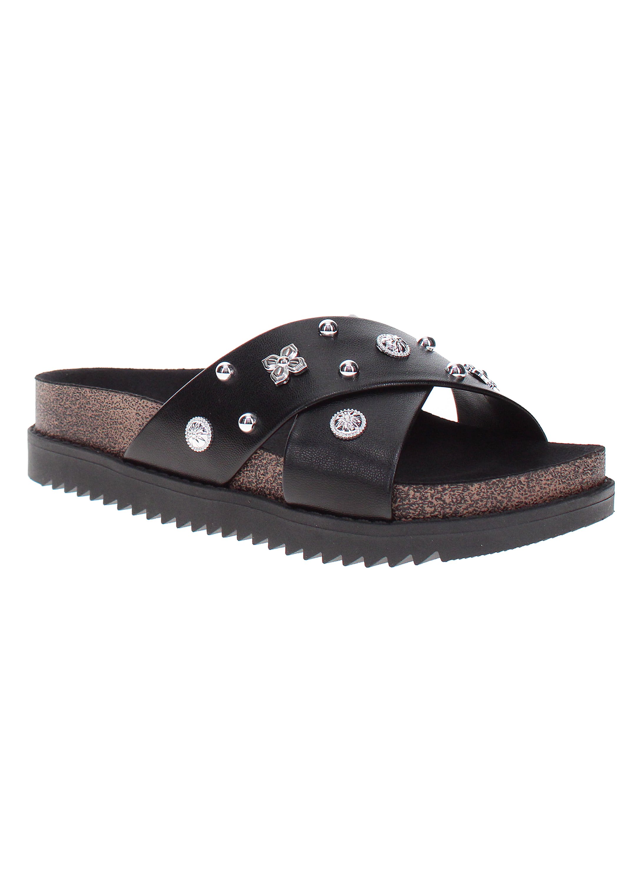 Black Embellished Comfort Sandals
