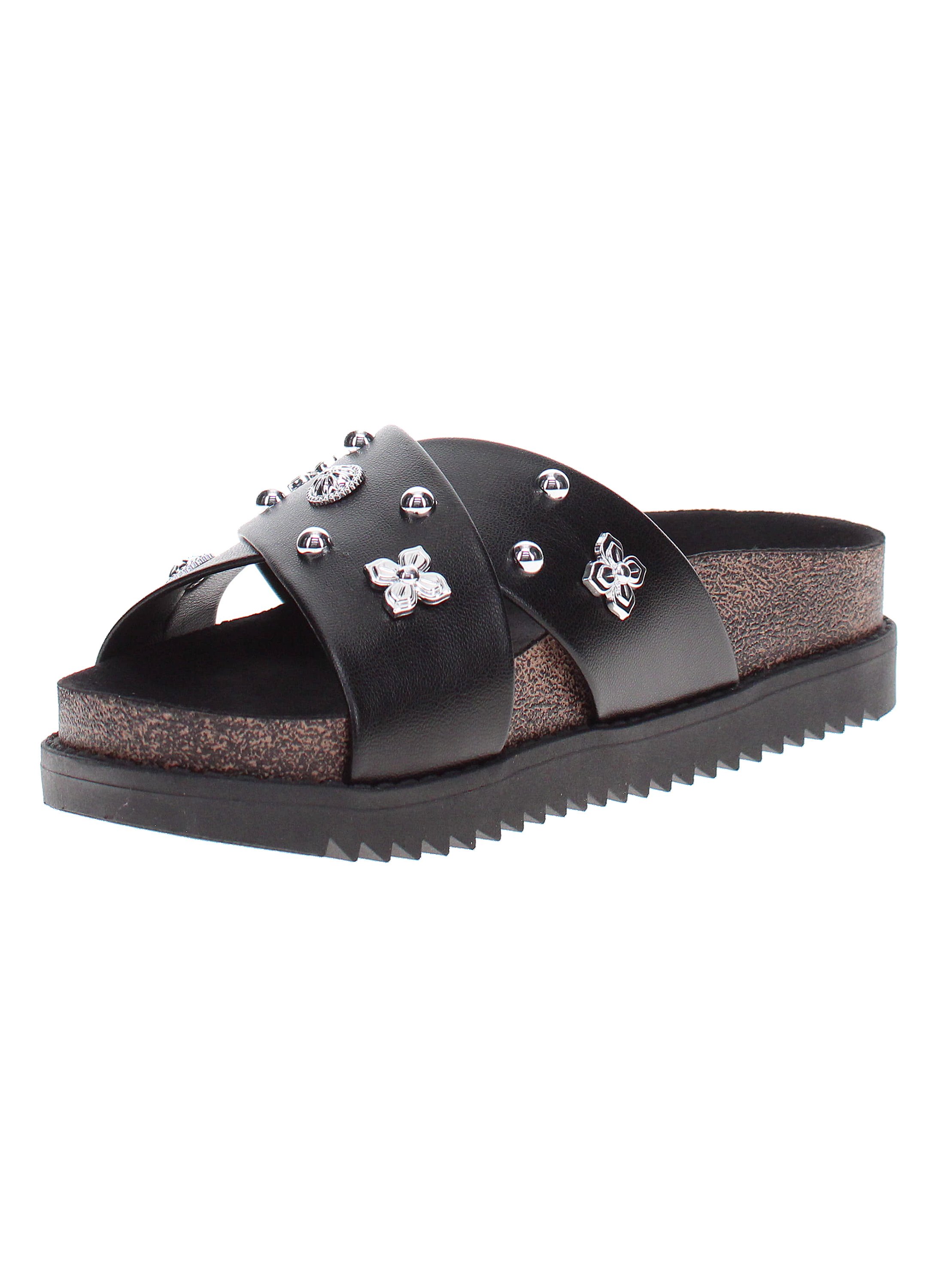 Black Embellished Comfort Sandals